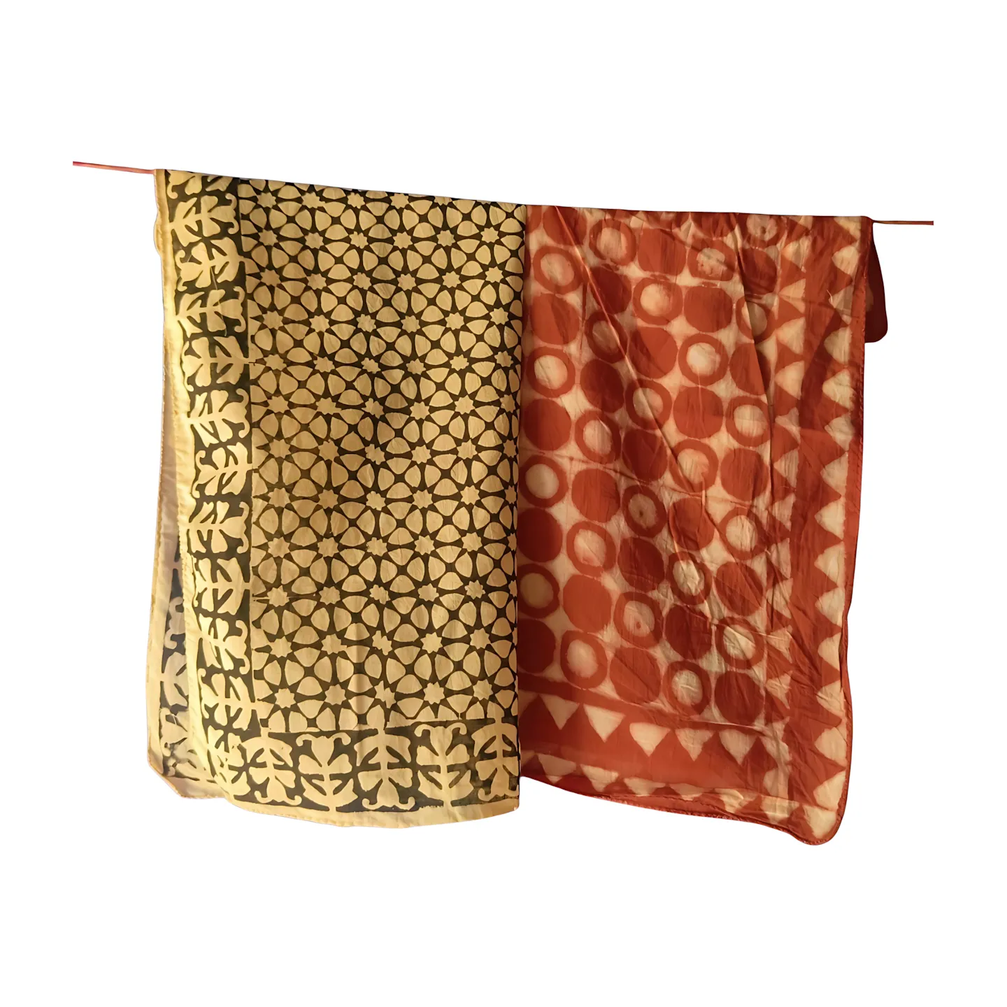 Handmade Cotton Bandanas (Pack of 5) – Natural Color Block Print Scarves