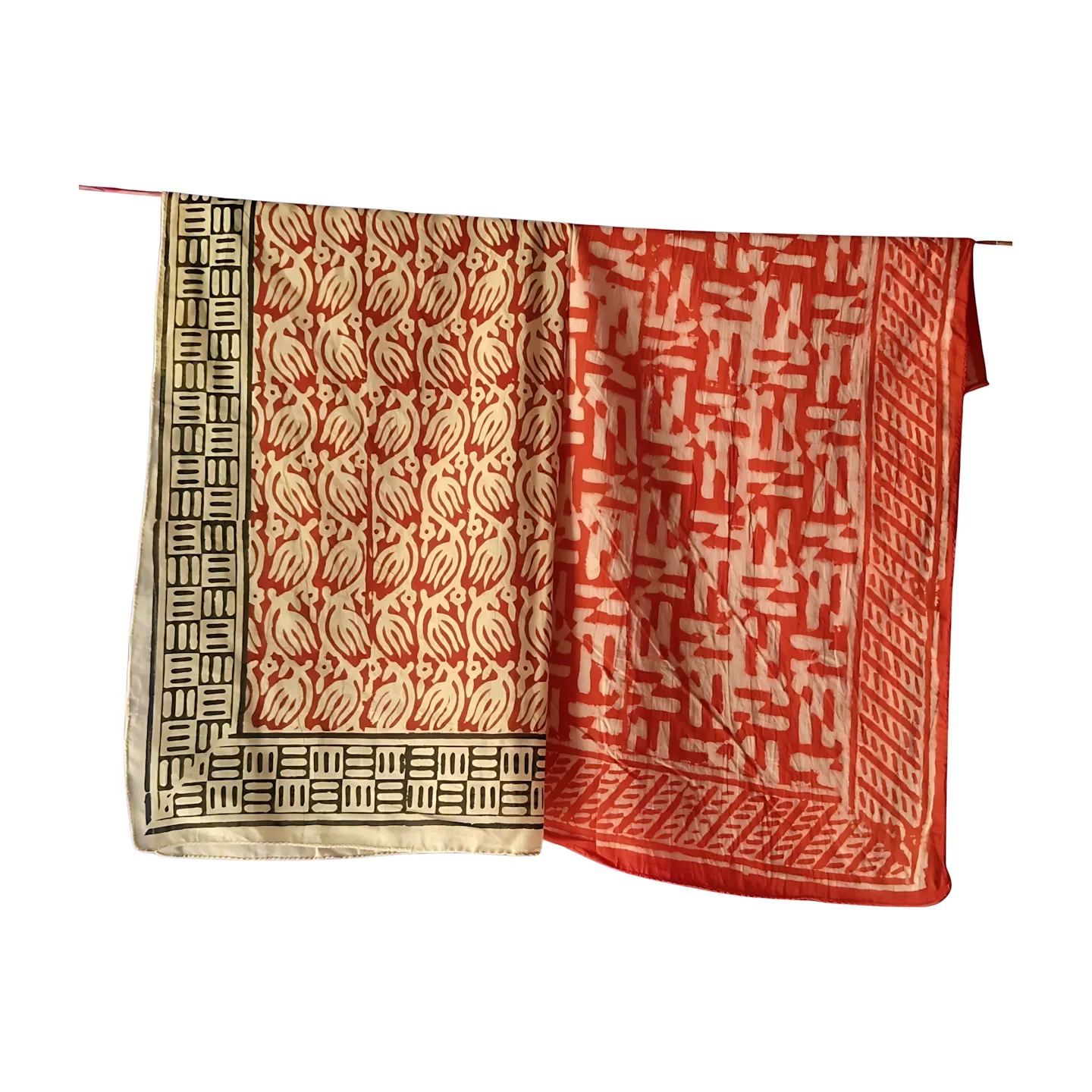 Block Print Cotton Bandanas – 5-Pack Natural Dye Handmade Scarves