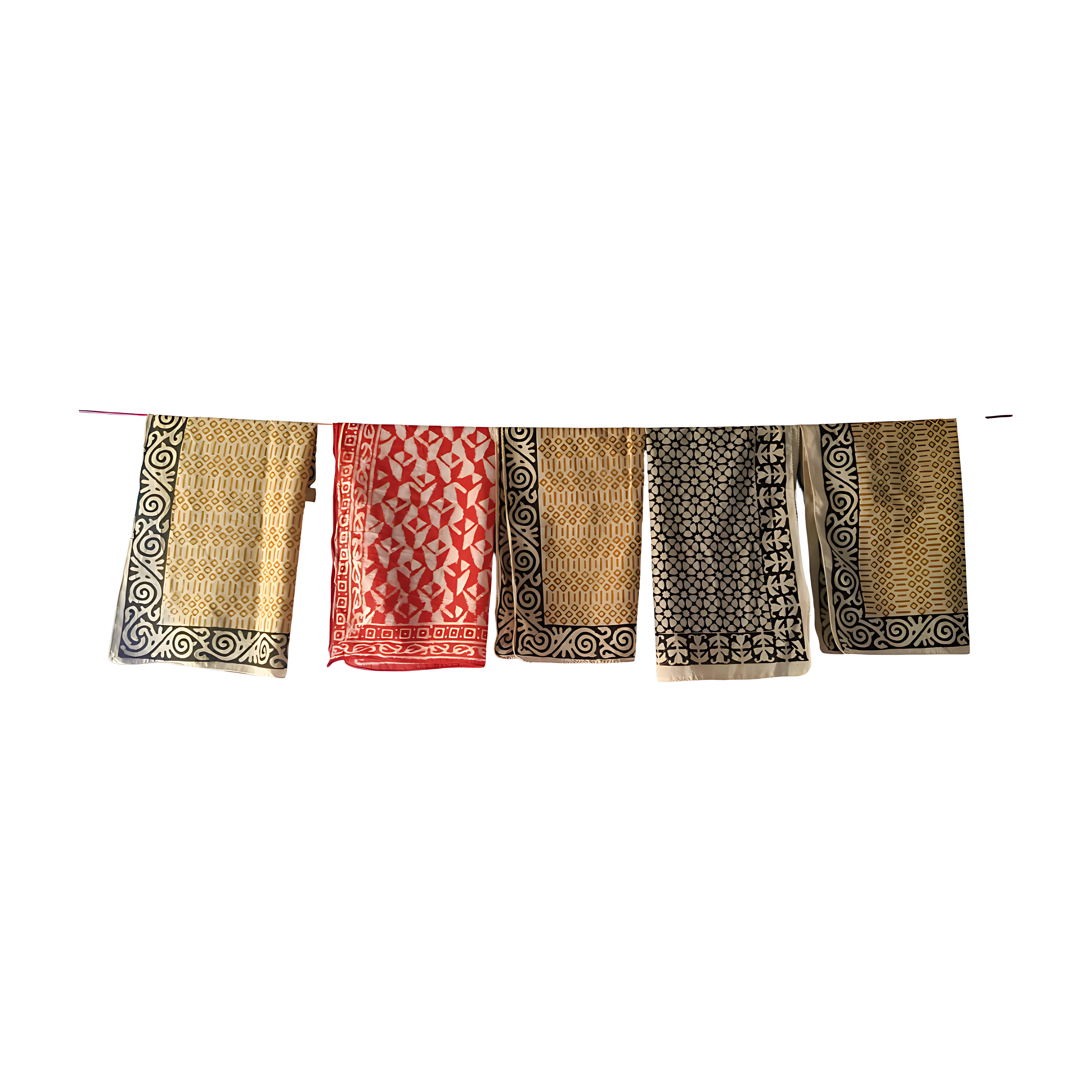 Bold Block Print Bandanas Set of 5 – Handmade Indian Cotton Scarves