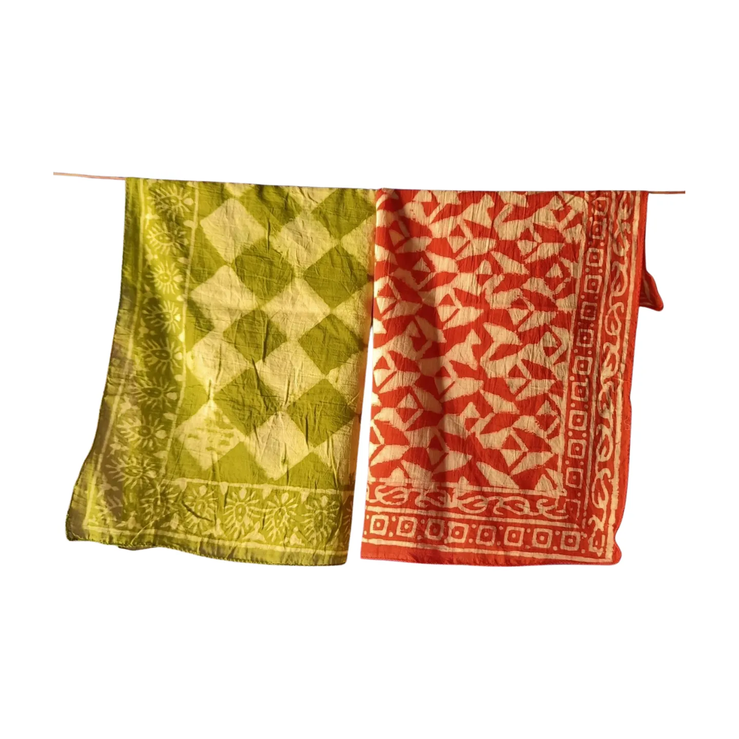 Indian Natural Color Bandanas – Set of 5 Hand Block Print Cotton Scarves