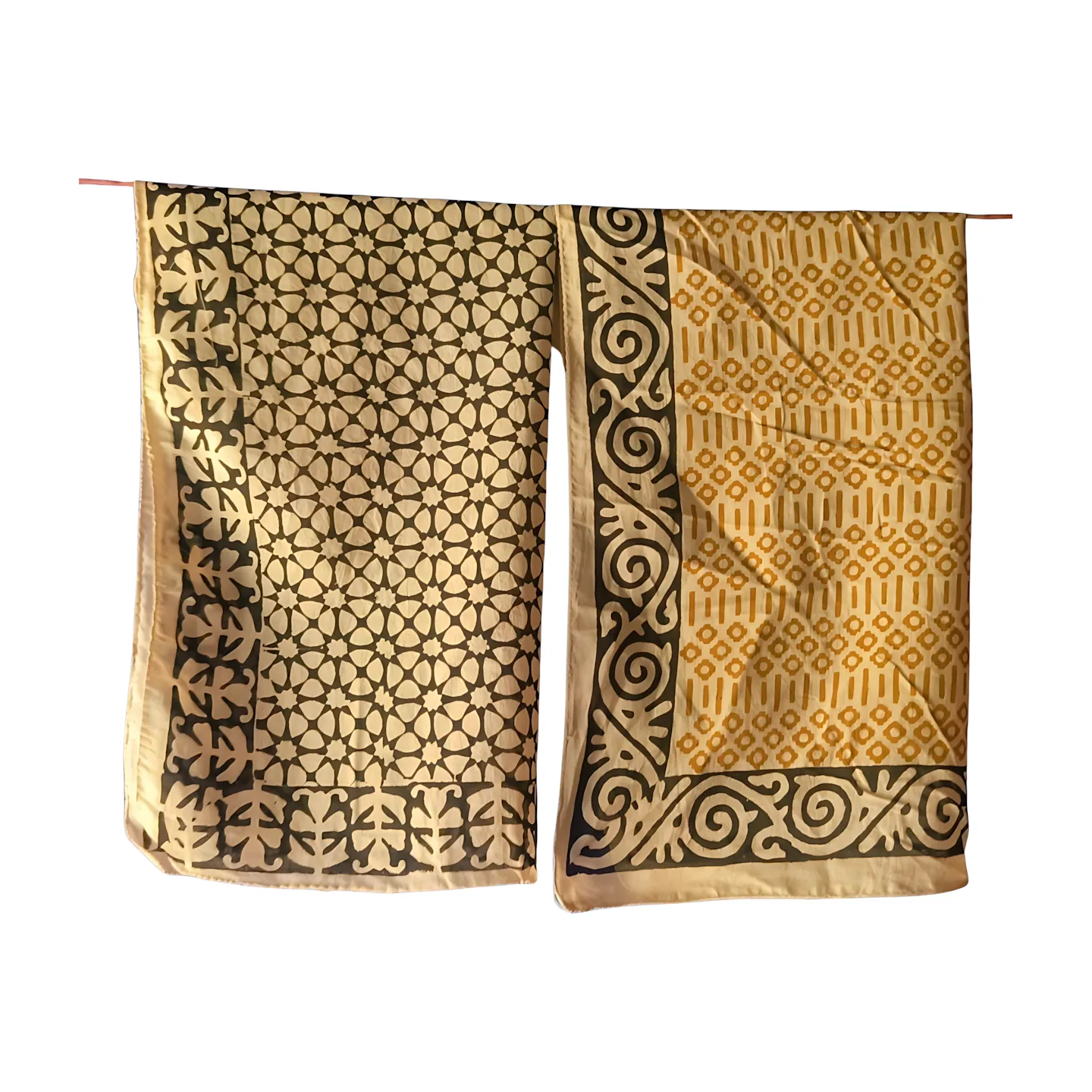 Handmade Cotton Bandanas (Pack of 5) – Natural Color Block Print Scarves