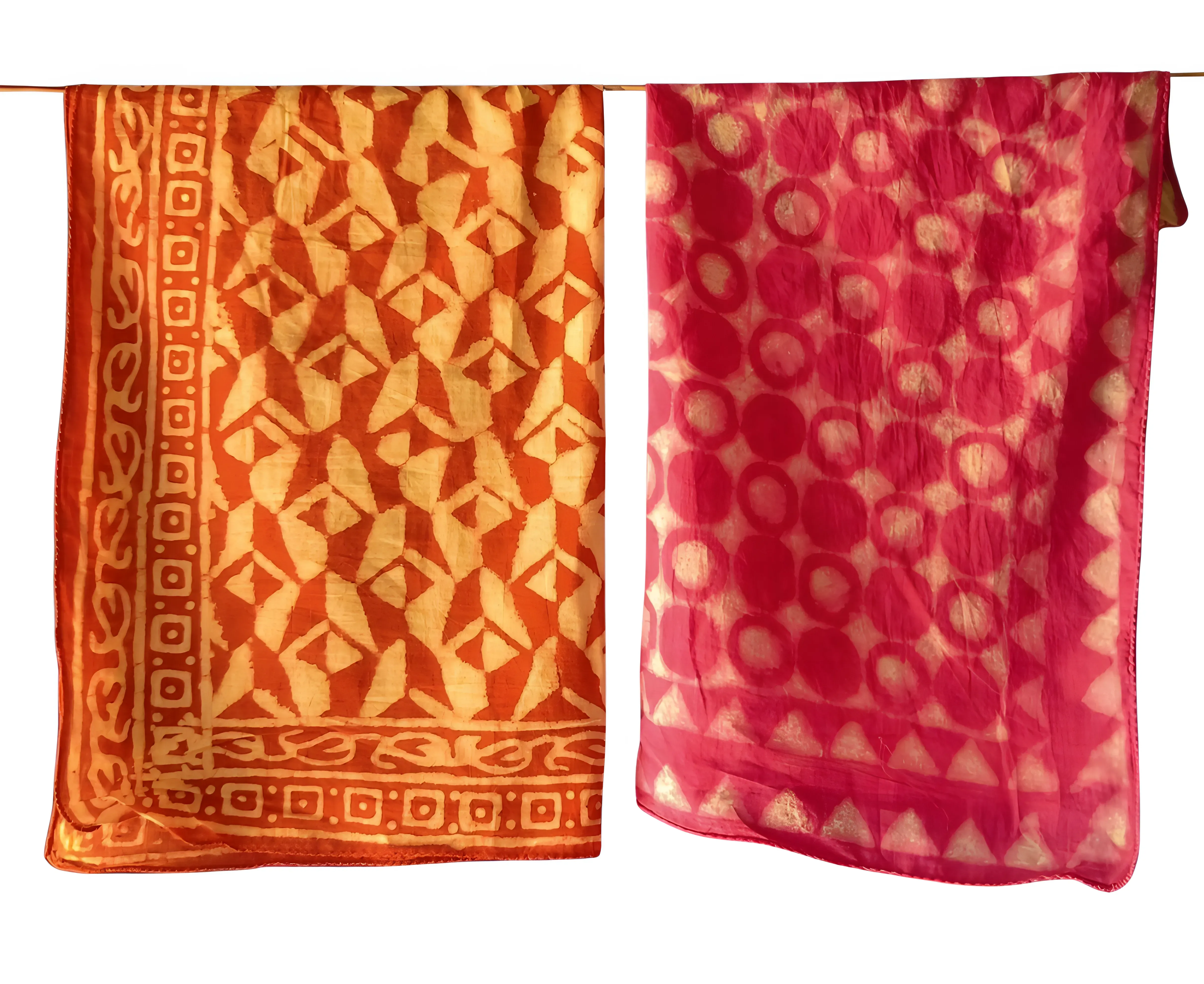 Natural Dye Cotton Bandanas – Handmade 5-Piece Block Print Set