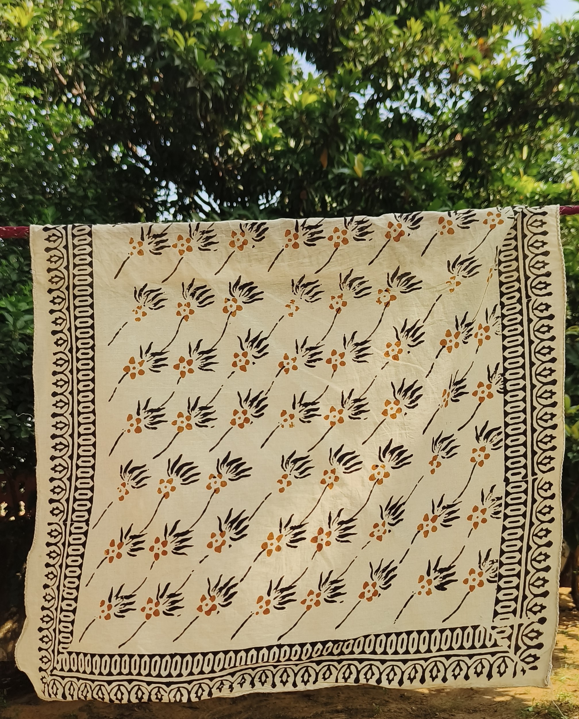 Handmade Block-Printed Cotton Tablecloth