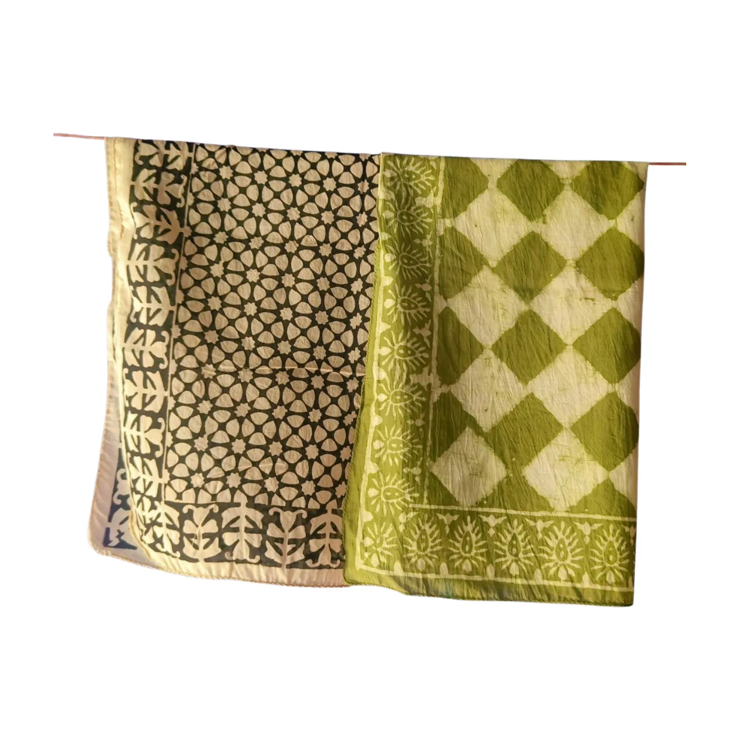 Handmade Cotton Bandanas (Pack of 5) – Natural Color Block Print Scarves