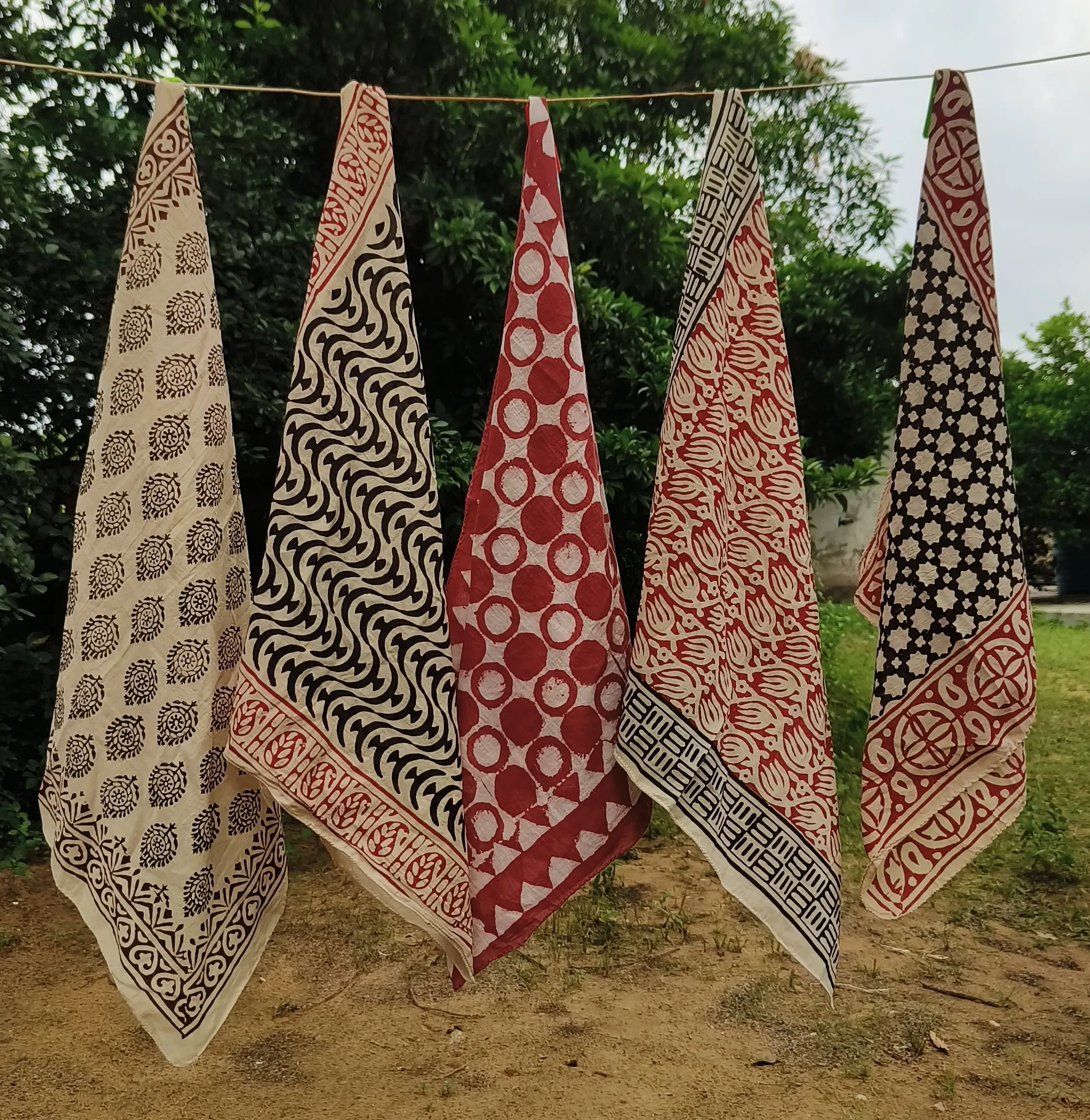 Handmade Block Printed Cotton Scarves