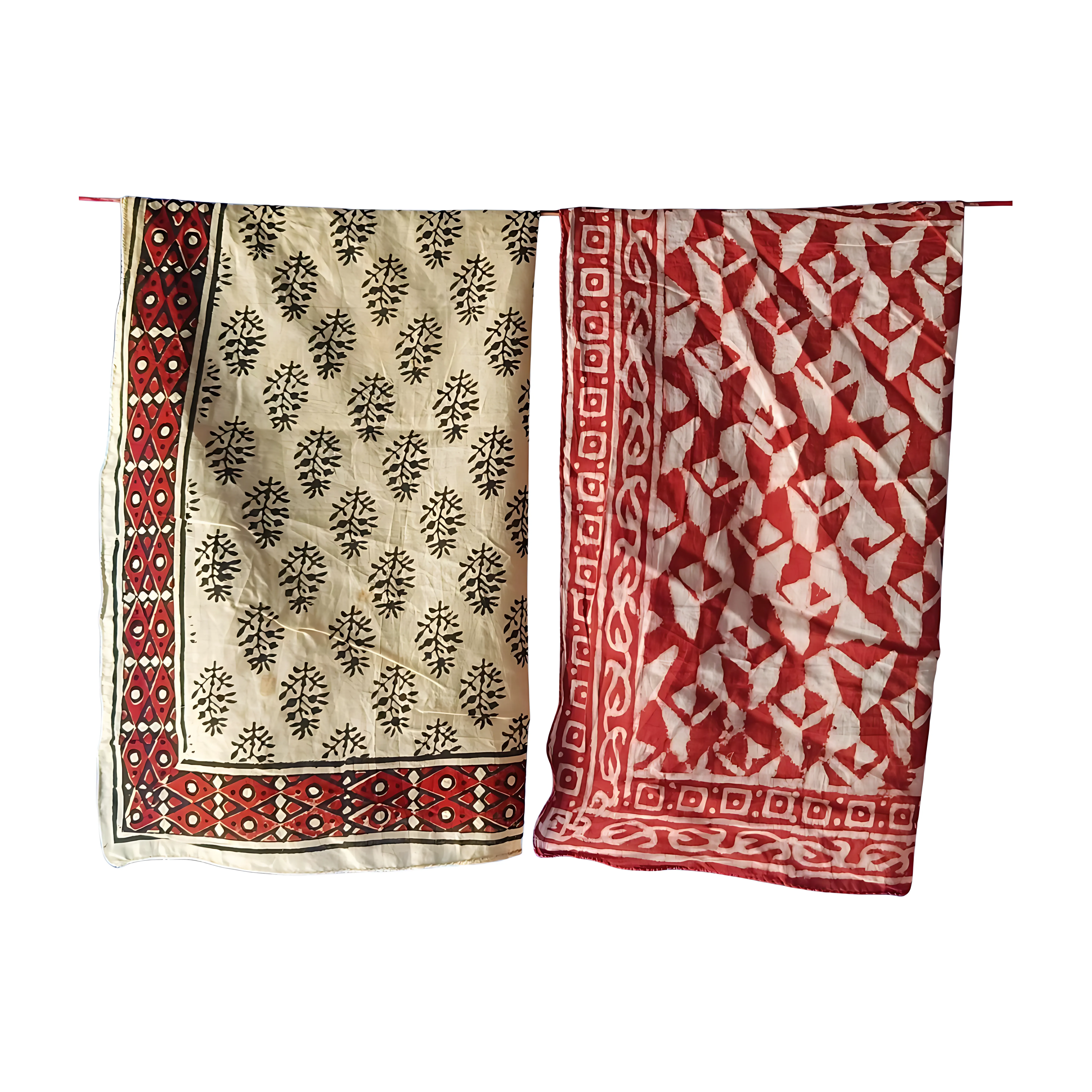 Artisan Block Print Bandana Bundle – Set of 5 Natural Dye Scarves