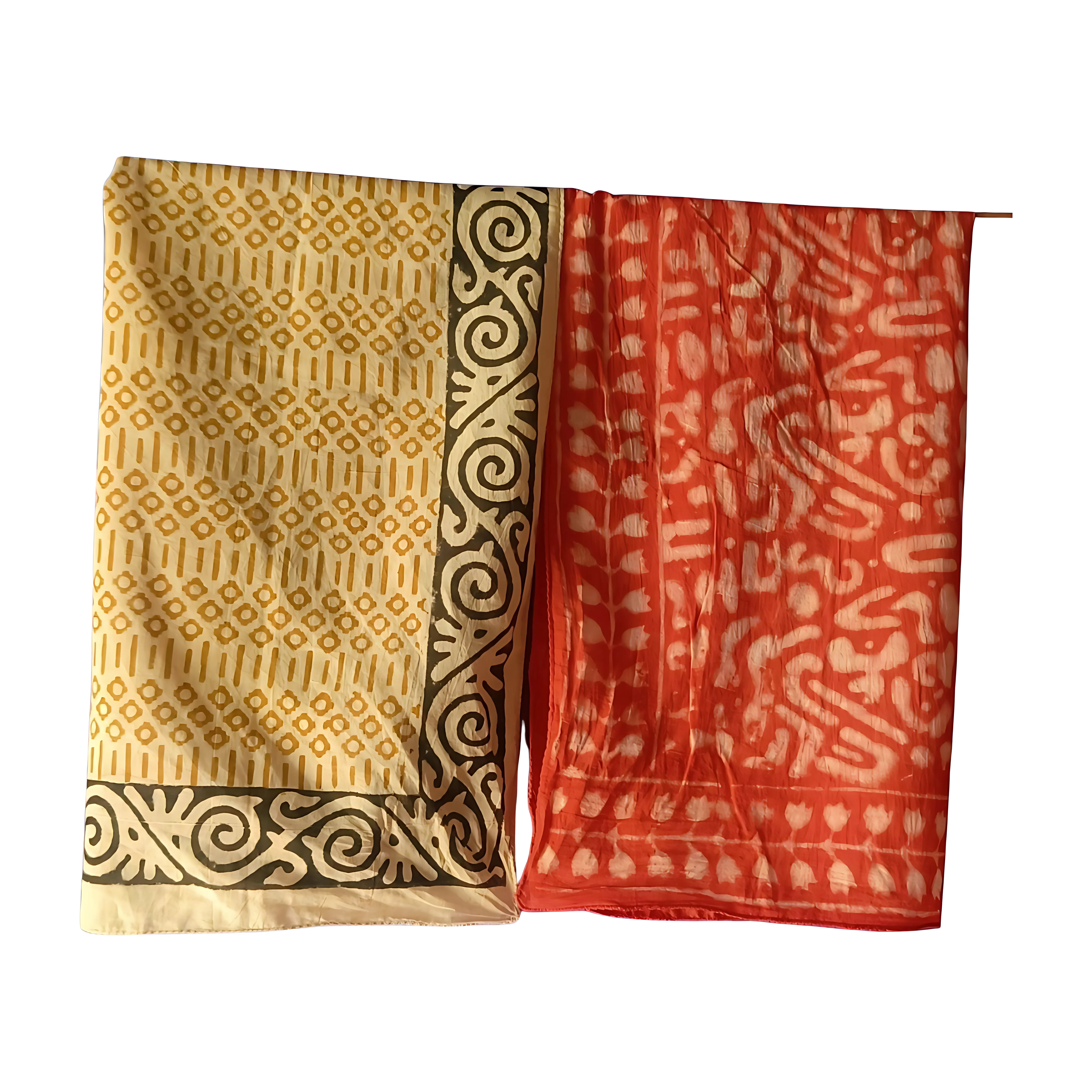 Set of 5 Indian Block Print Cotton Bandanas – Eco-Dyed & Handmade