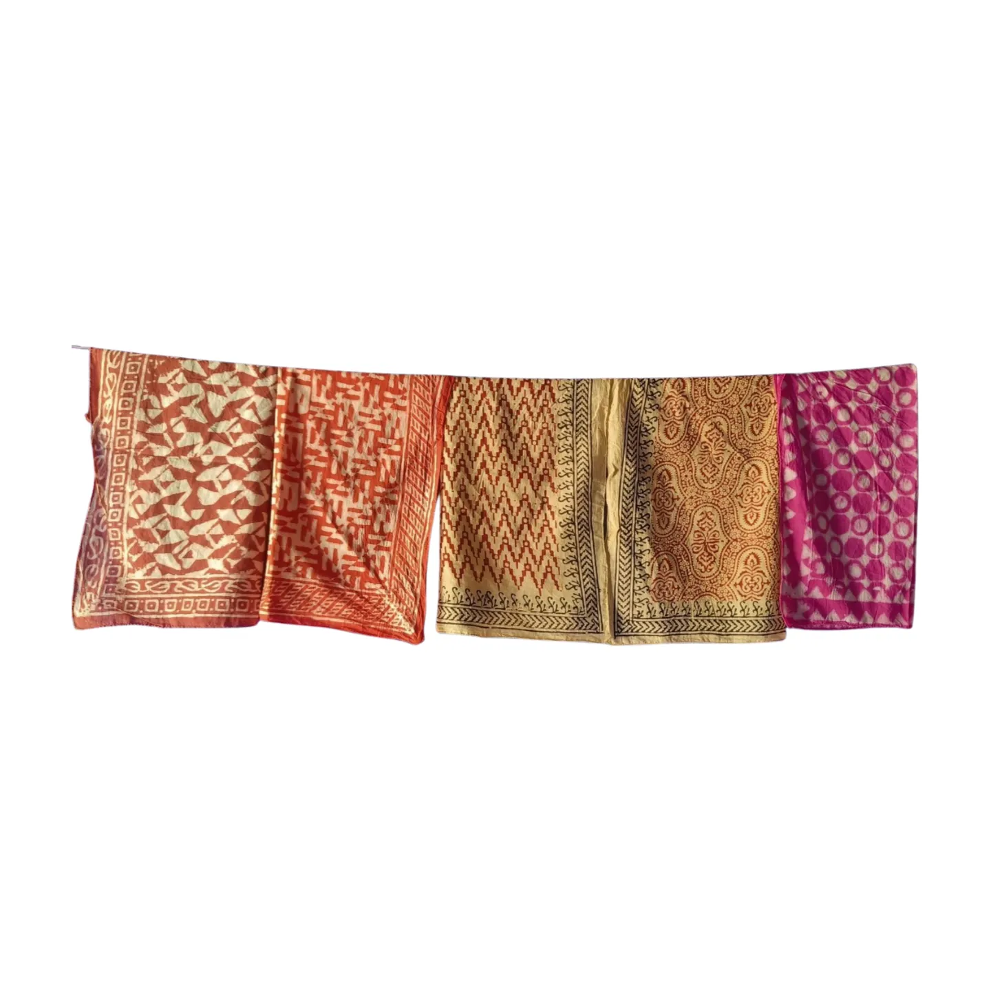 Unisex Handmade Bandana Set (Pack of 5) – Natural Block Print Cotton