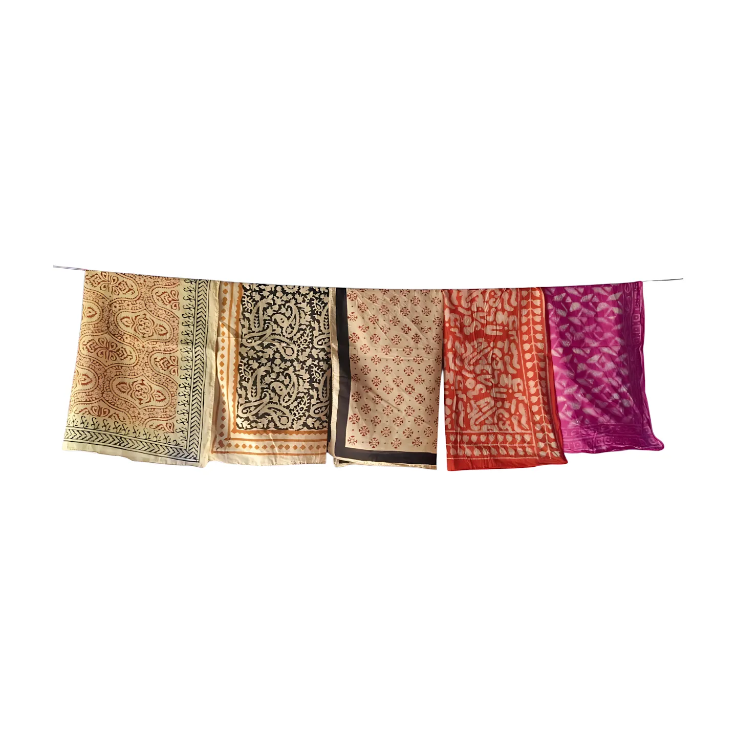 Artisan Cotton Bandanas (Set of 5) – Hand Block Printed Scarf Collection
