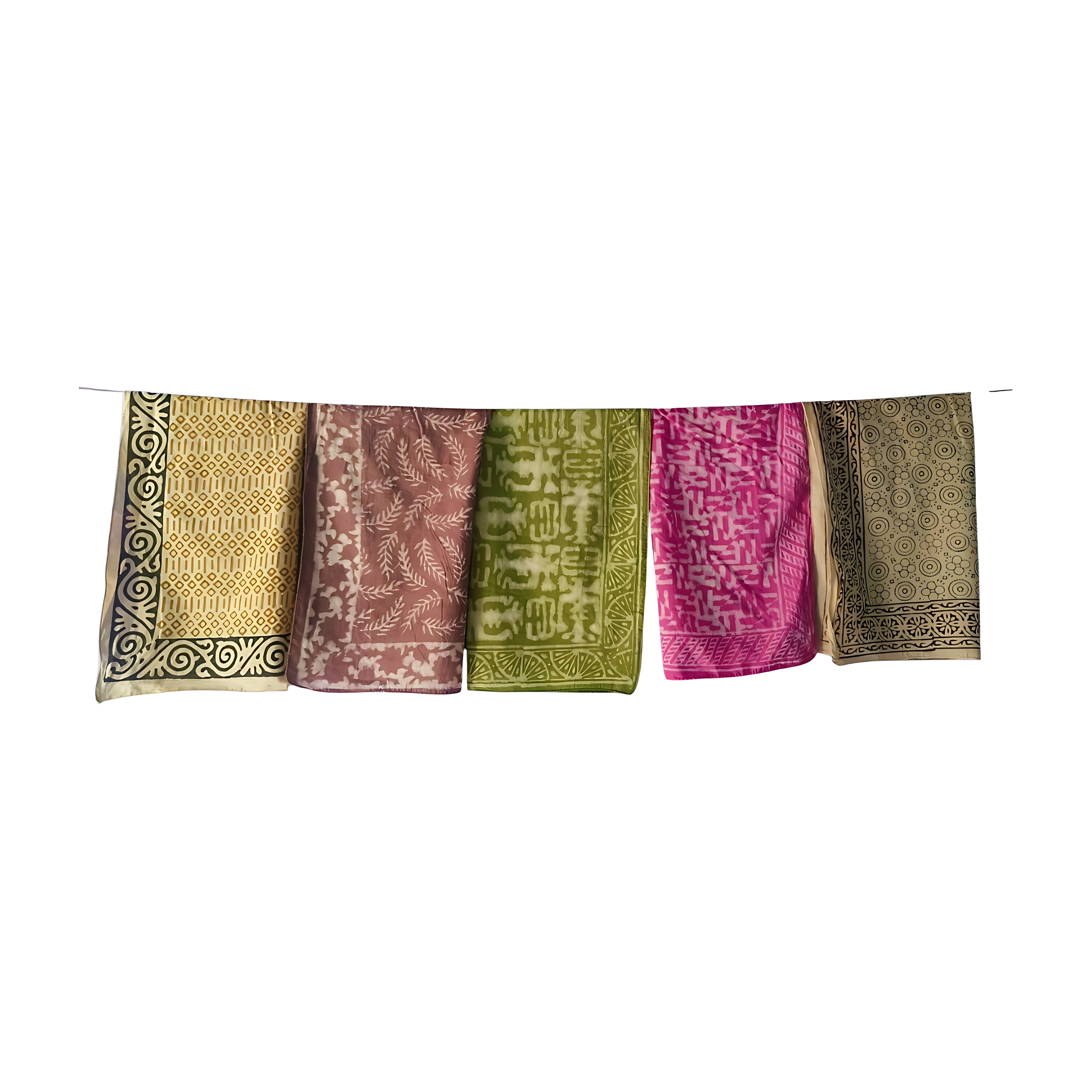 Handcrafted Cotton Bandanas Set of 5 – Natural Dye Block Print Scarves