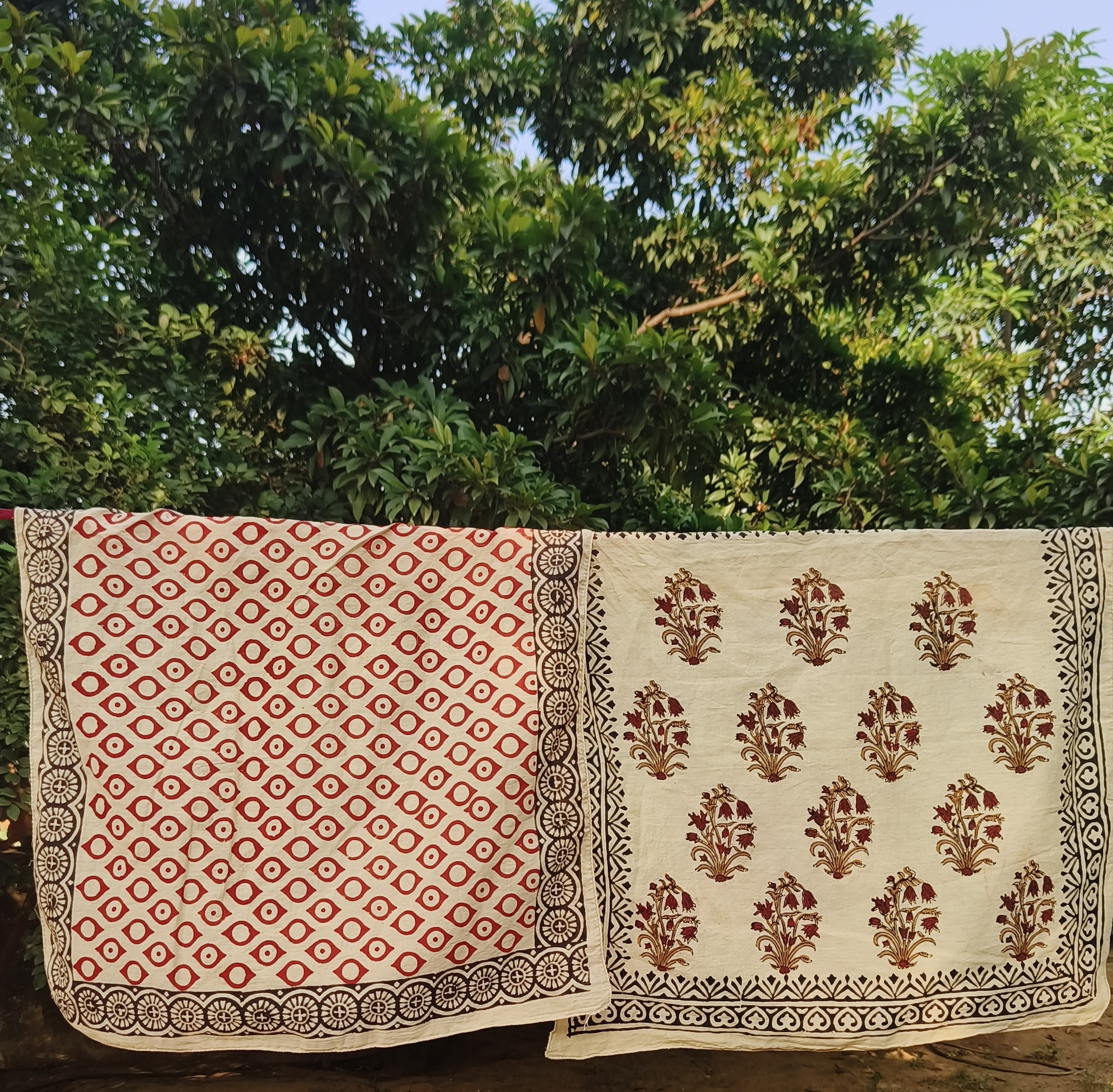 Handmade Block Print Cotton Throw