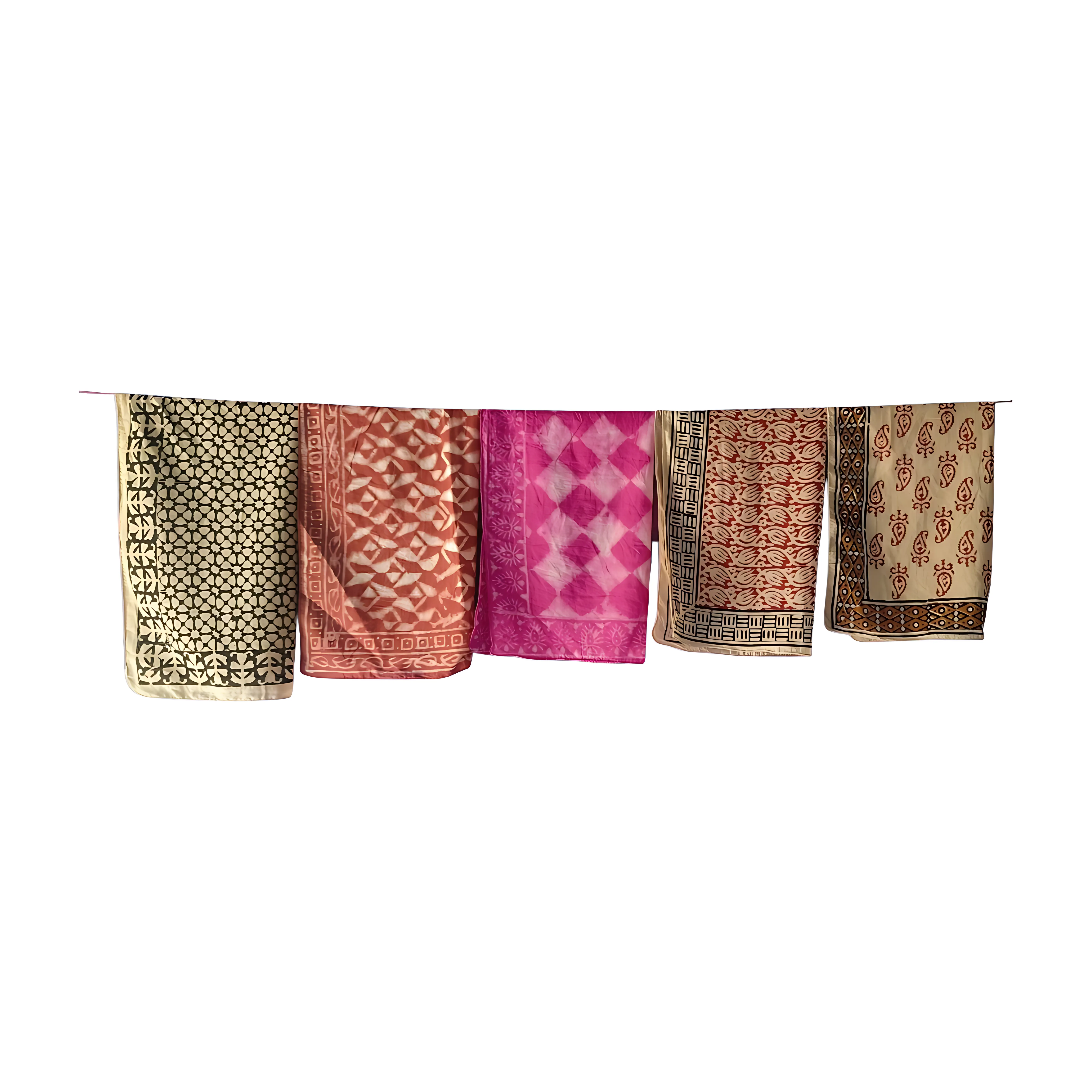 Eco-Dyed Cotton Bandana Set (Pack of 5) – Hand Block Printed