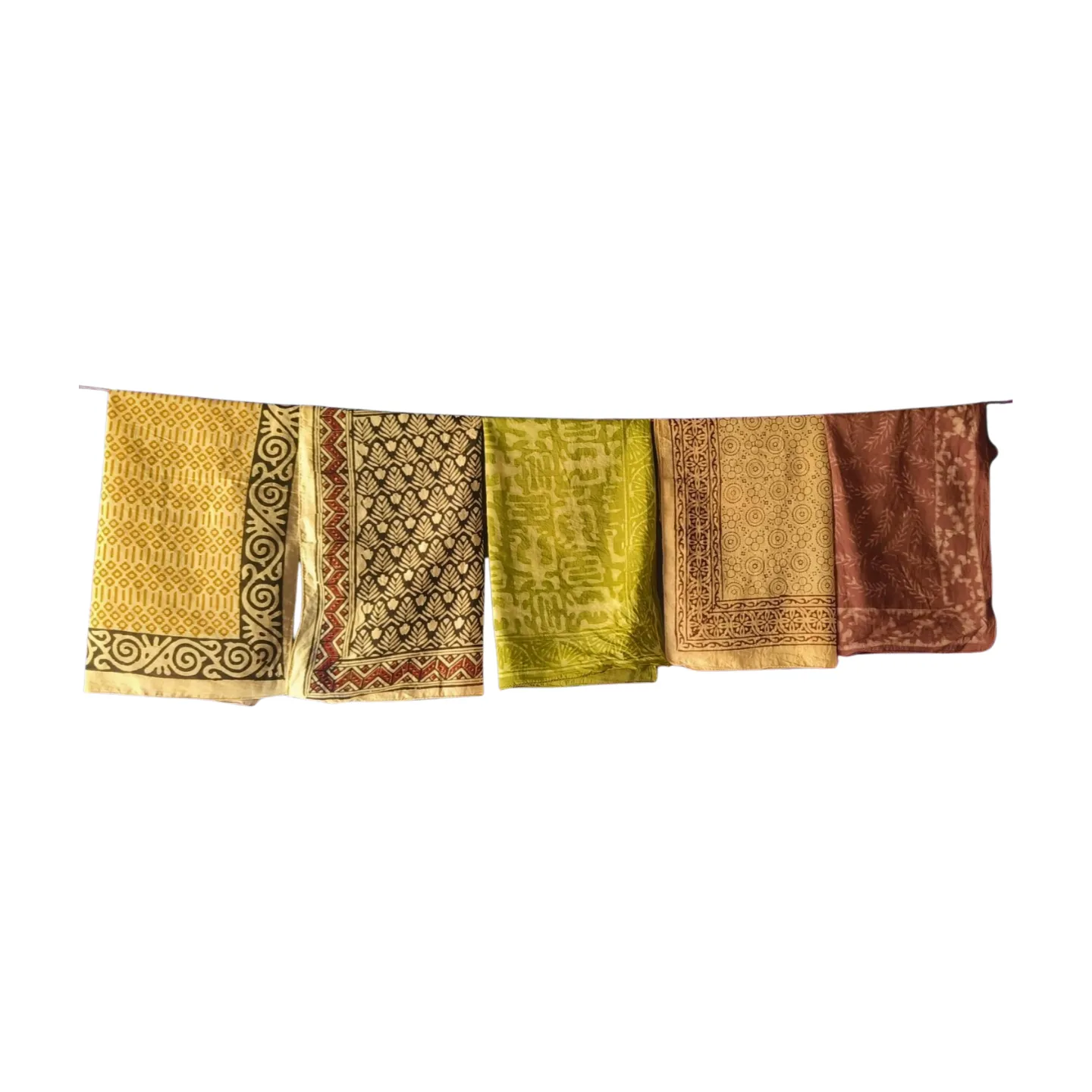 Eco-Dye Bandana Bundle – Pack of 5 Handcrafted Block Print Scarves