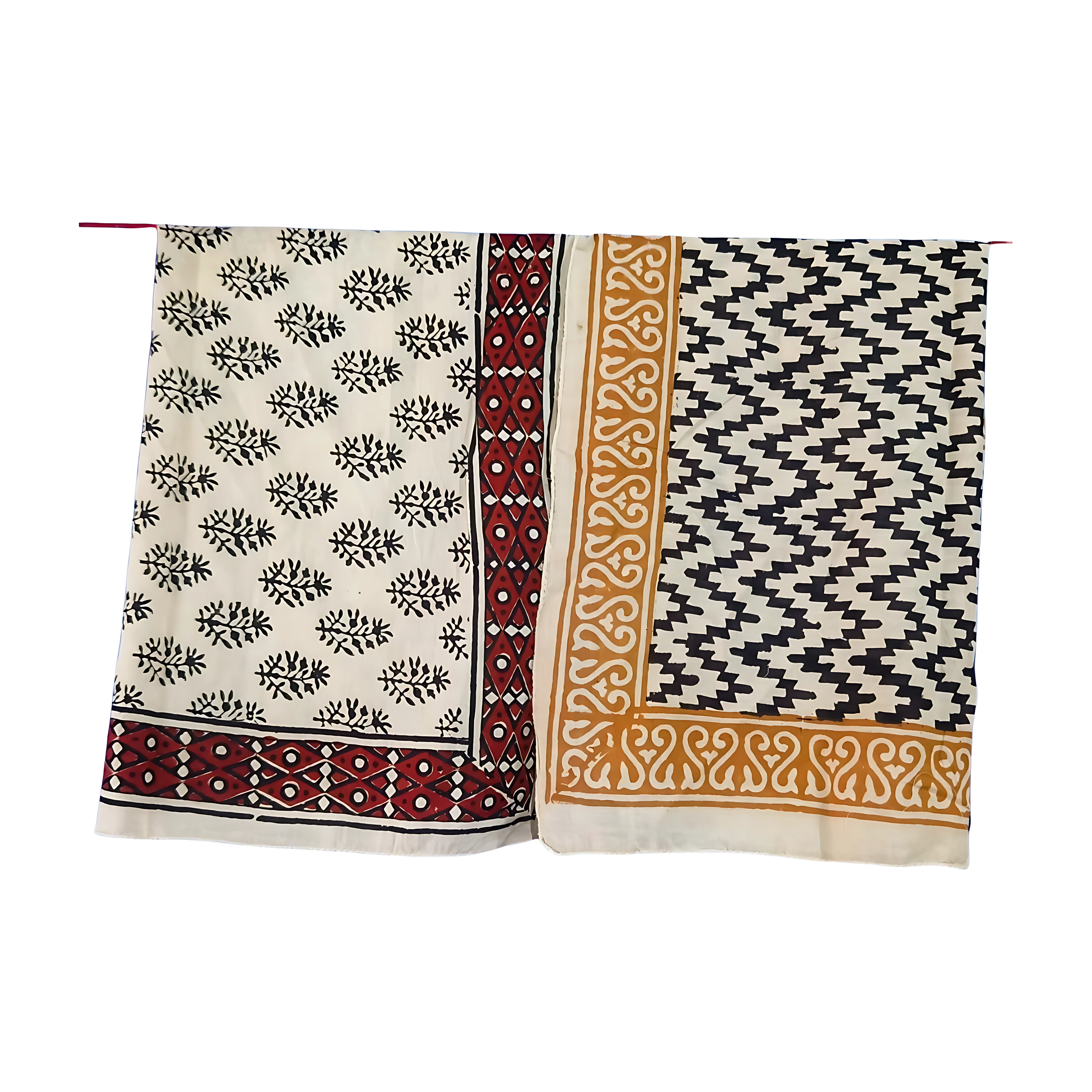 Natural Cotton Bandana Pack (5-Piece) – Handmade Block Print Scarves
