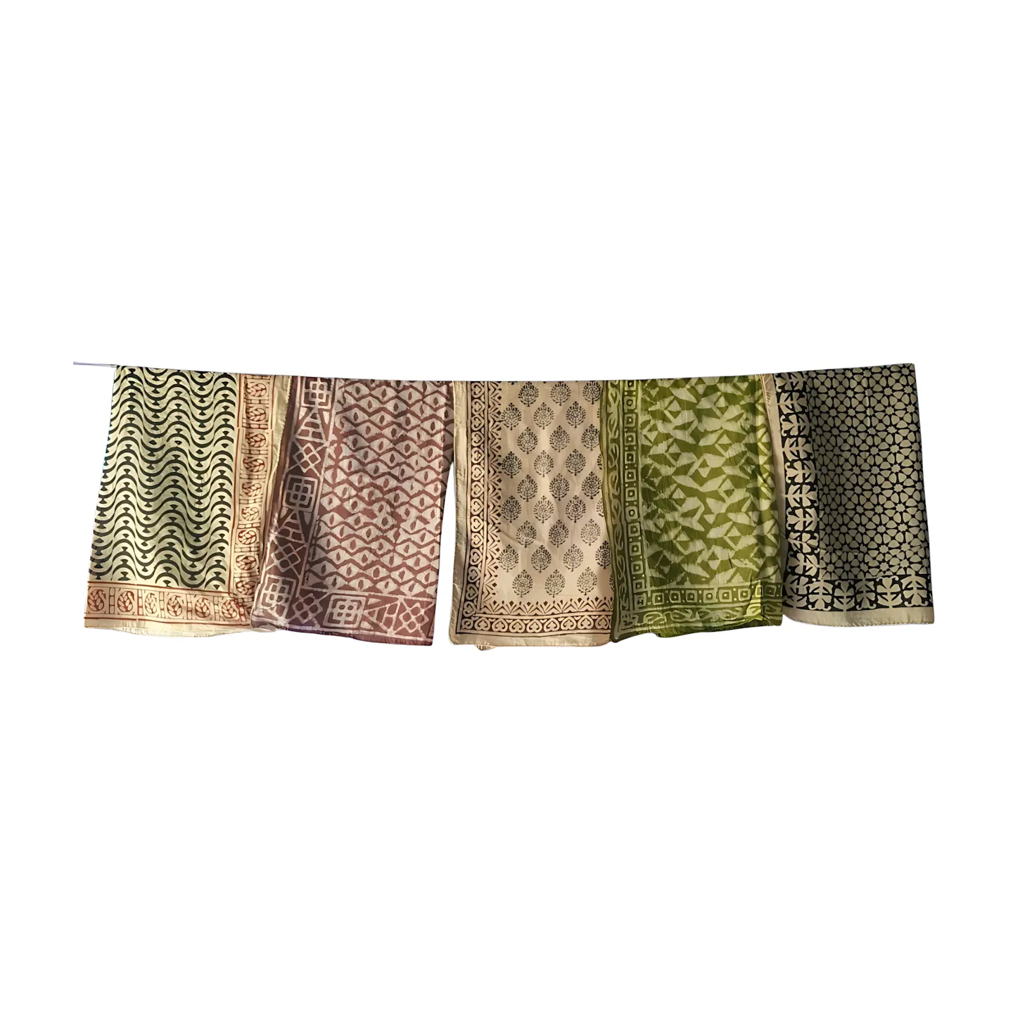 5-Piece Bandana Pack – Organic Cotton Block Print Scarf Set