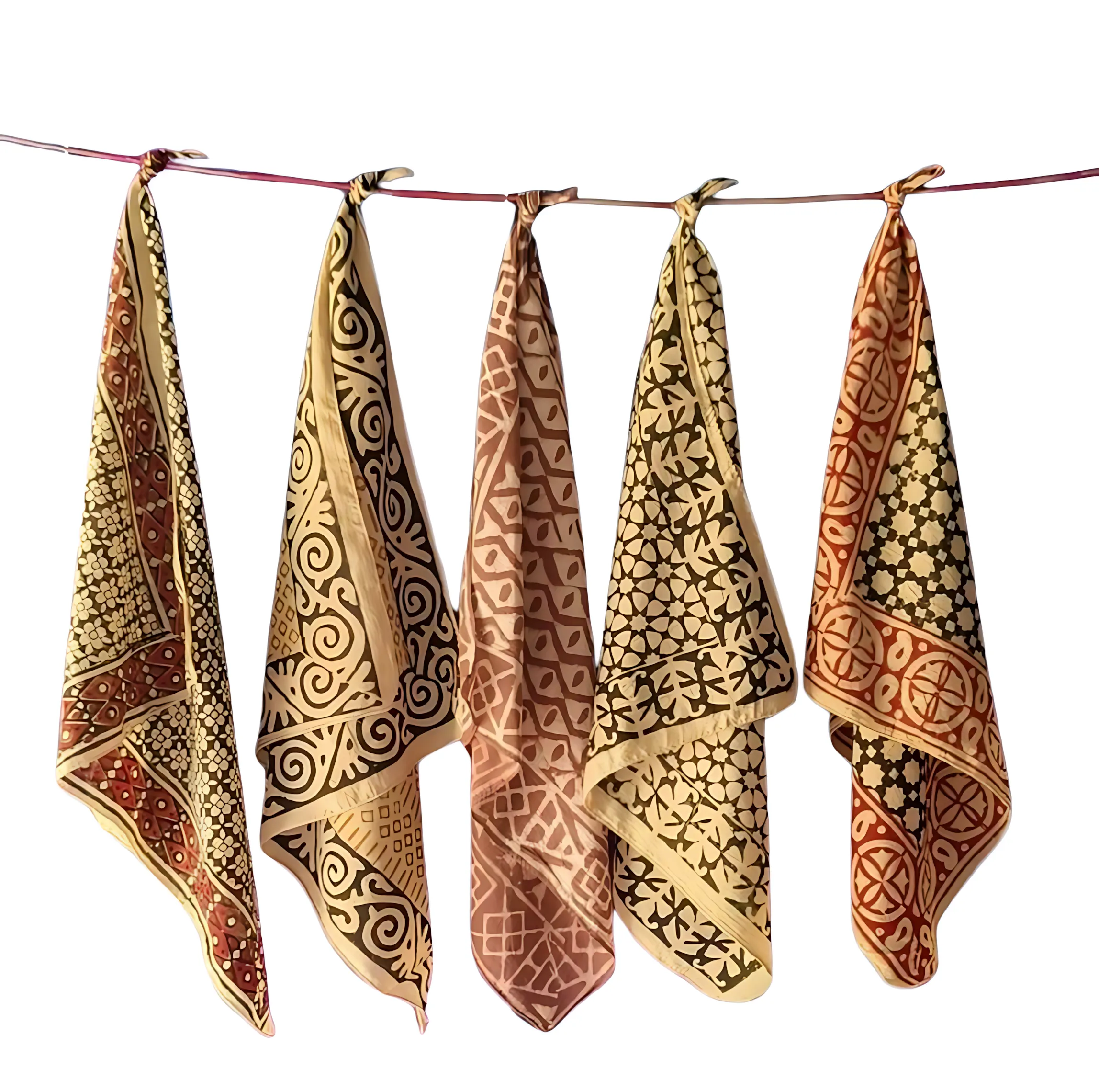 Handcrafted Cotton Bandanas (Pack of 5) – Natural Colors & Block Prints