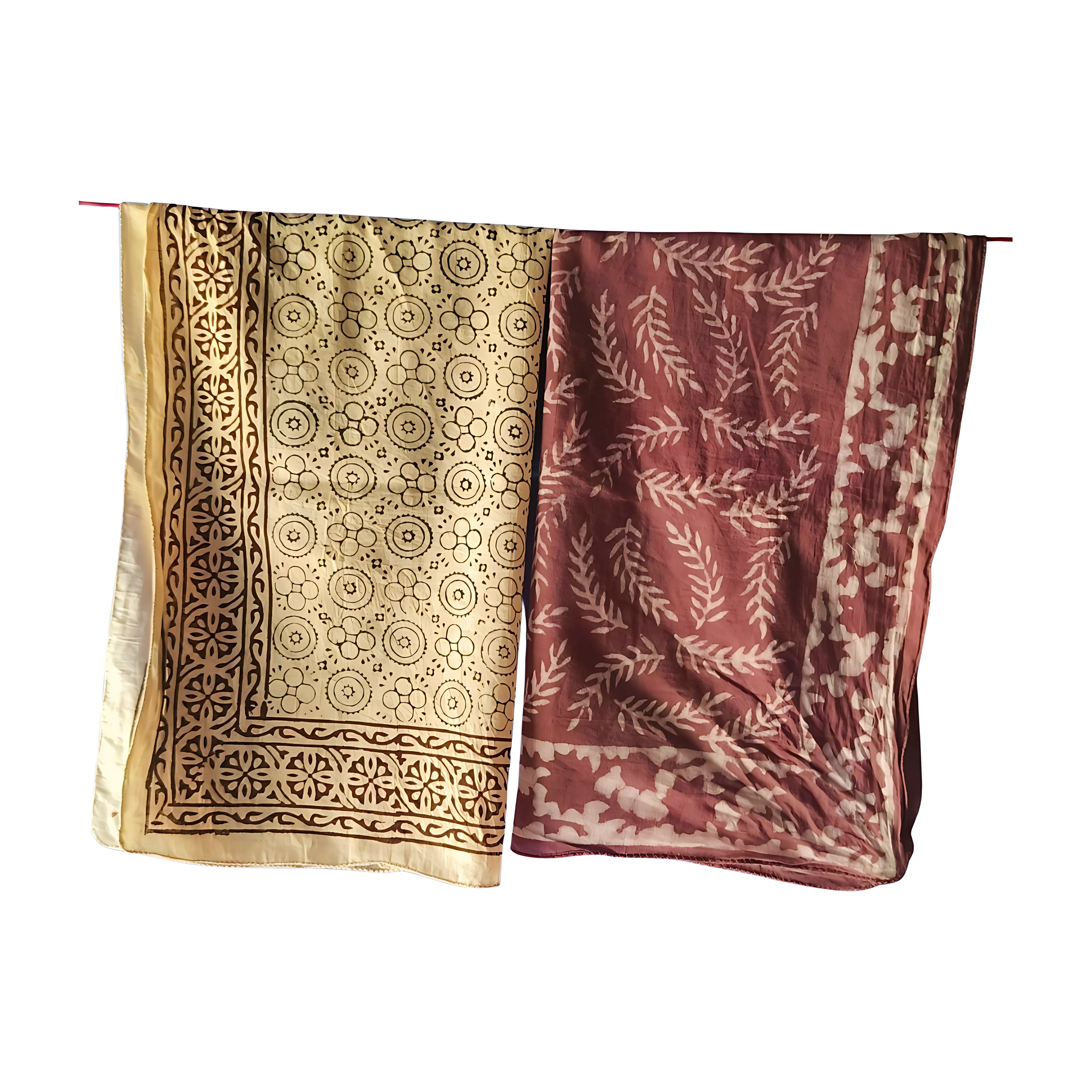 Artisan Block Print Bandana Bundle – Set of 5 Natural Dye Scarves
