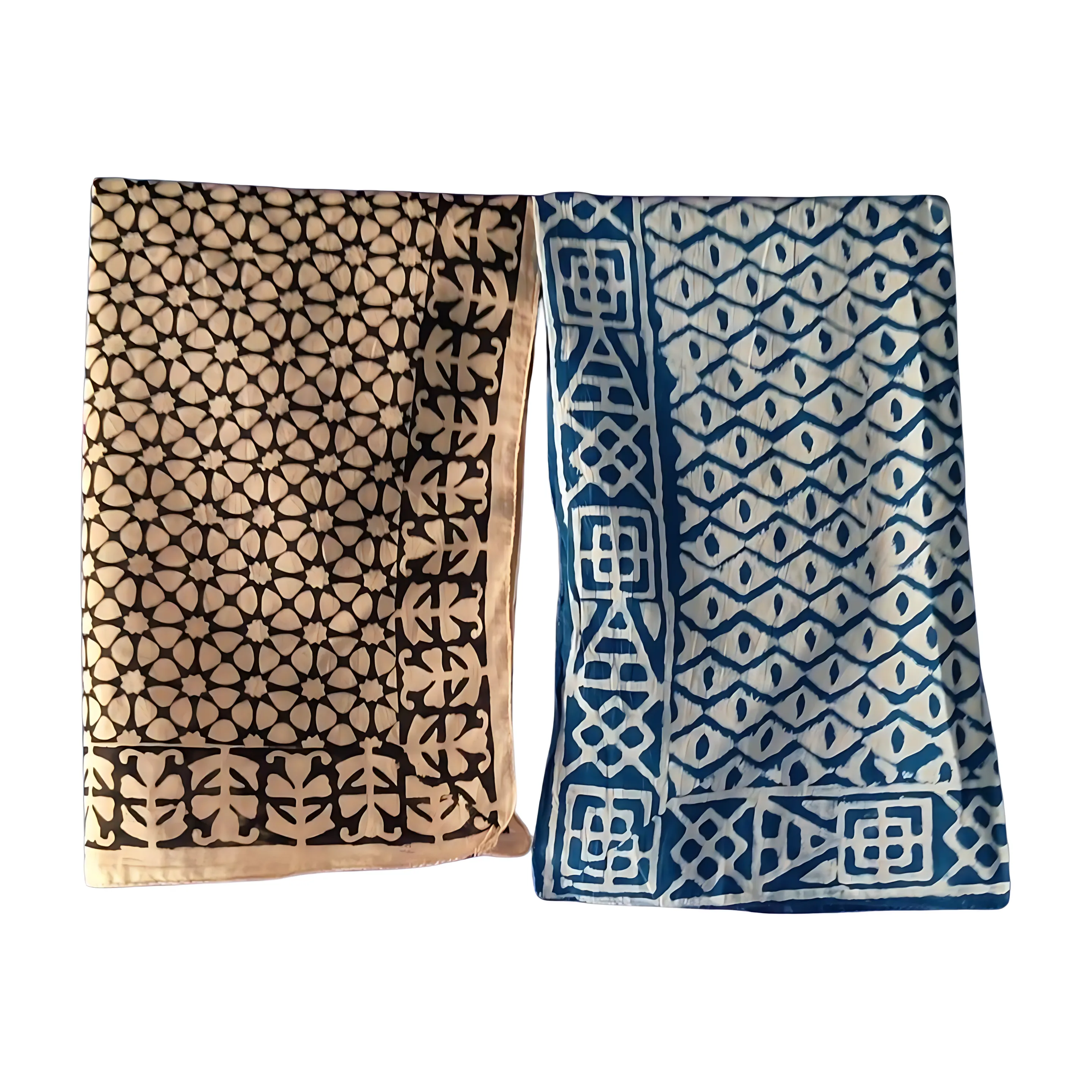 Traditional Block Print Bandanas – Set of 5 Natural Cotton Scarves