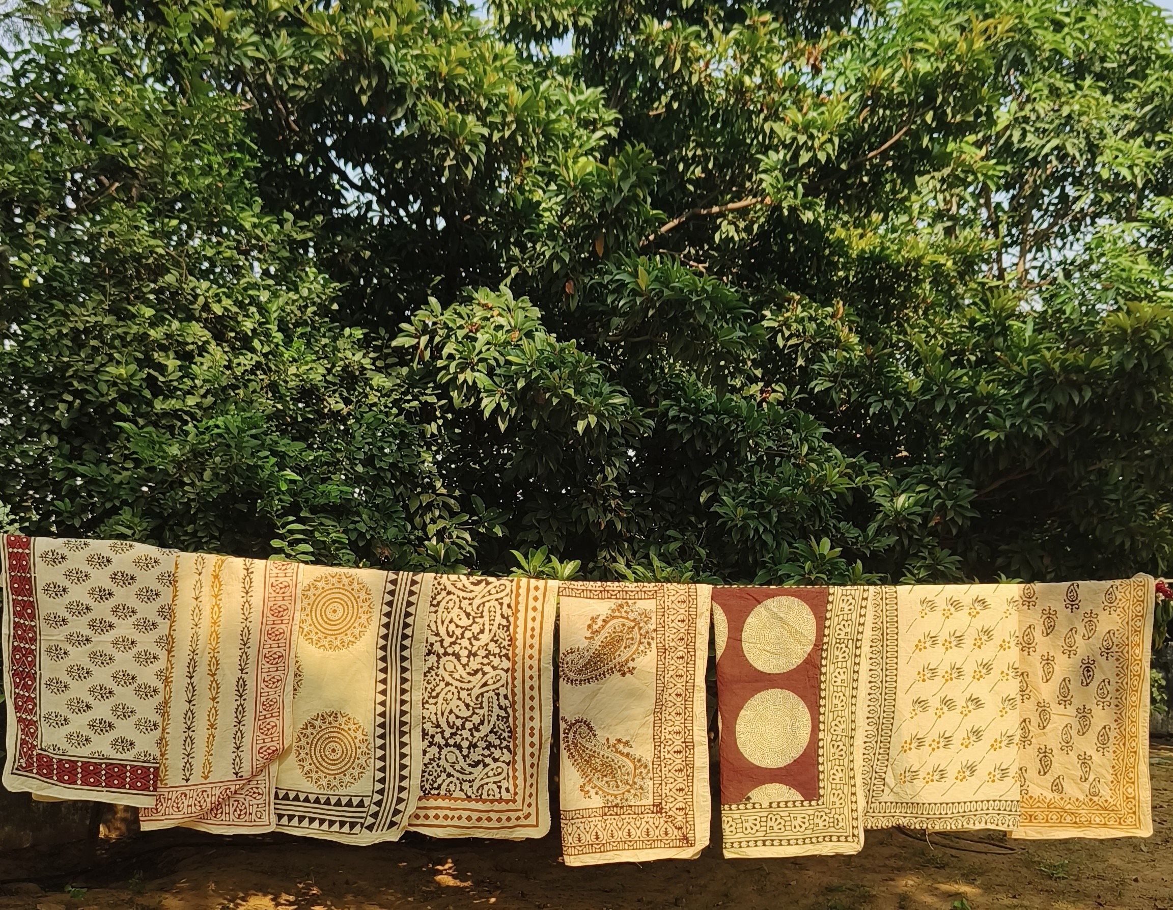 Handmade Block-Printed Cotton Tablecloth