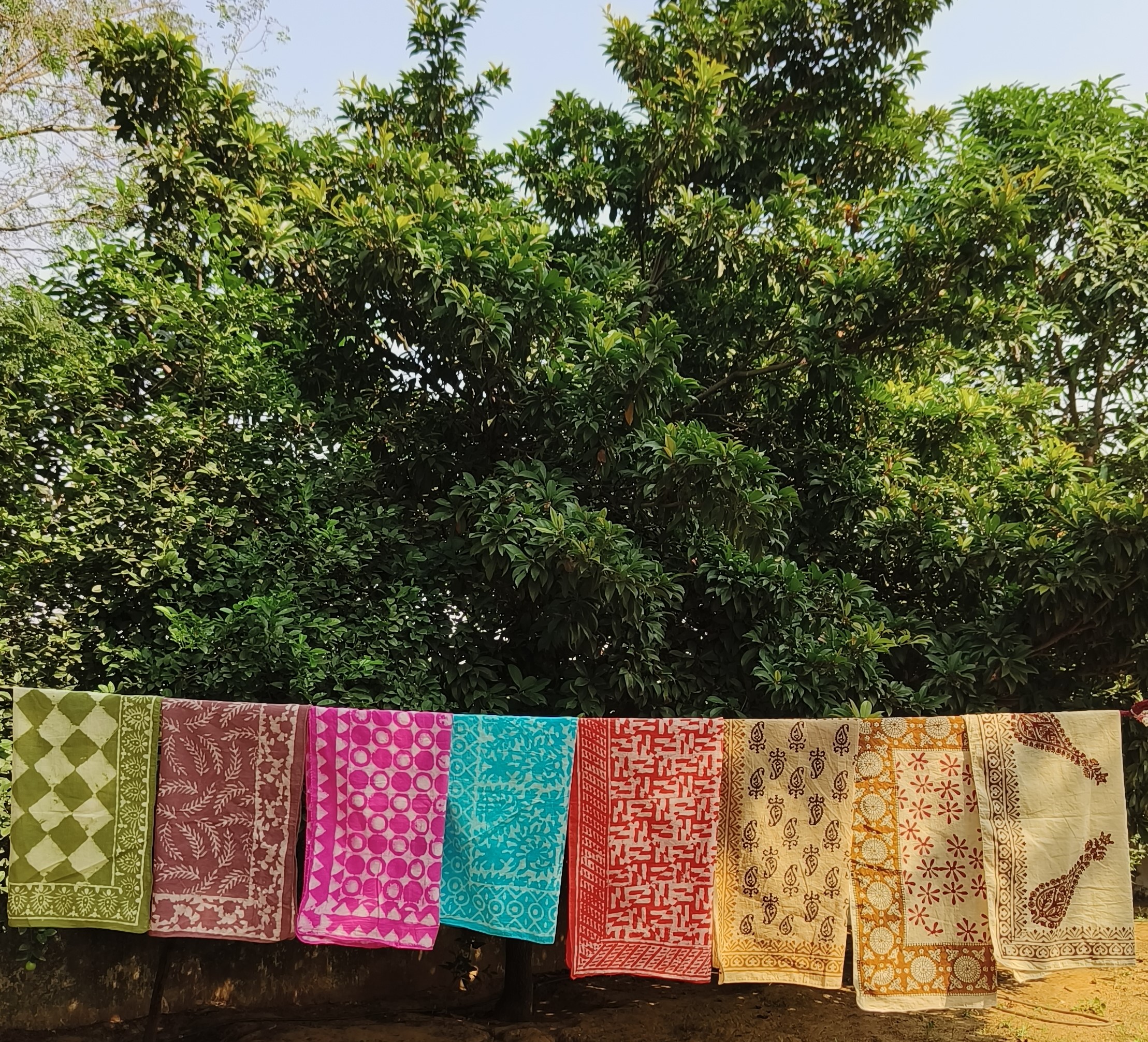 Handcrafted Maroon Leaf Print Cotton Fabric