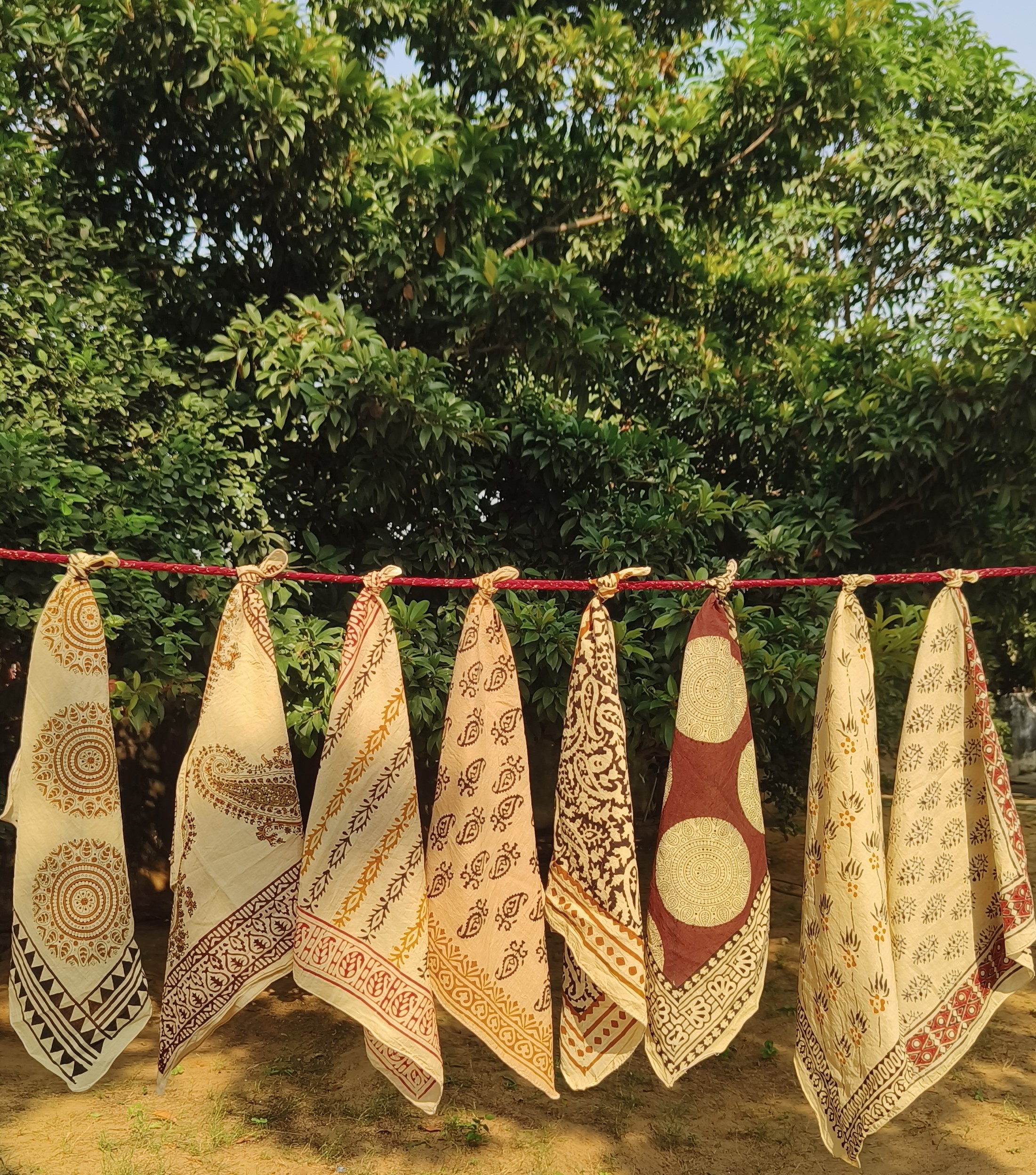 Handmade Block-Printed Cotton Tablecloth