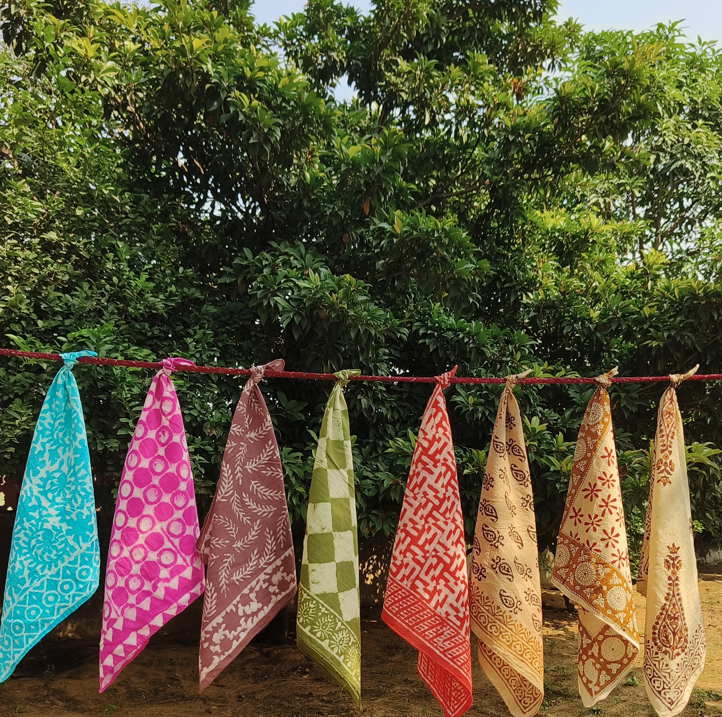 Handcrafted Maroon Leaf Print Cotton Fabric