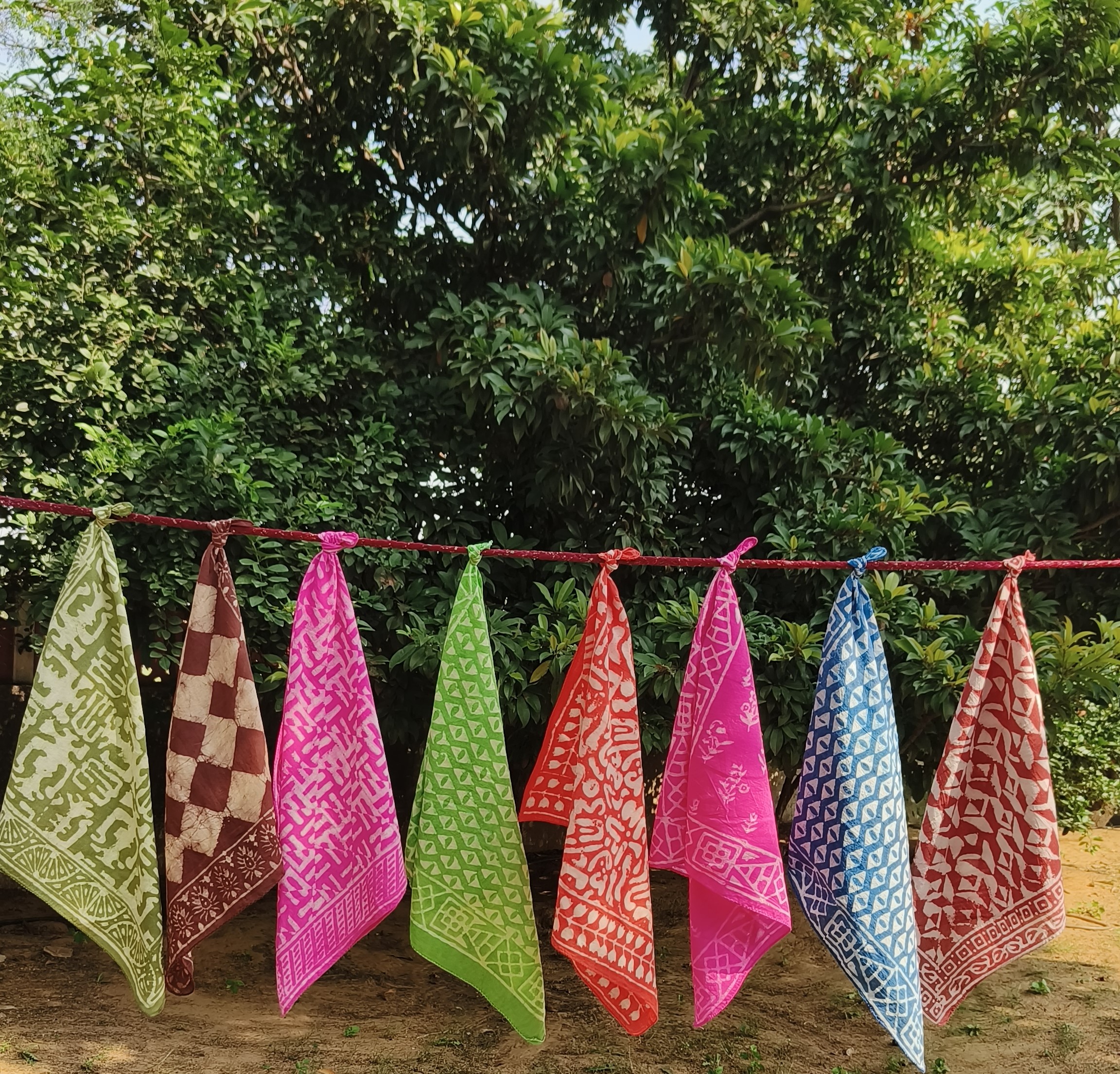Handcrafted Red and White Cotton Throw