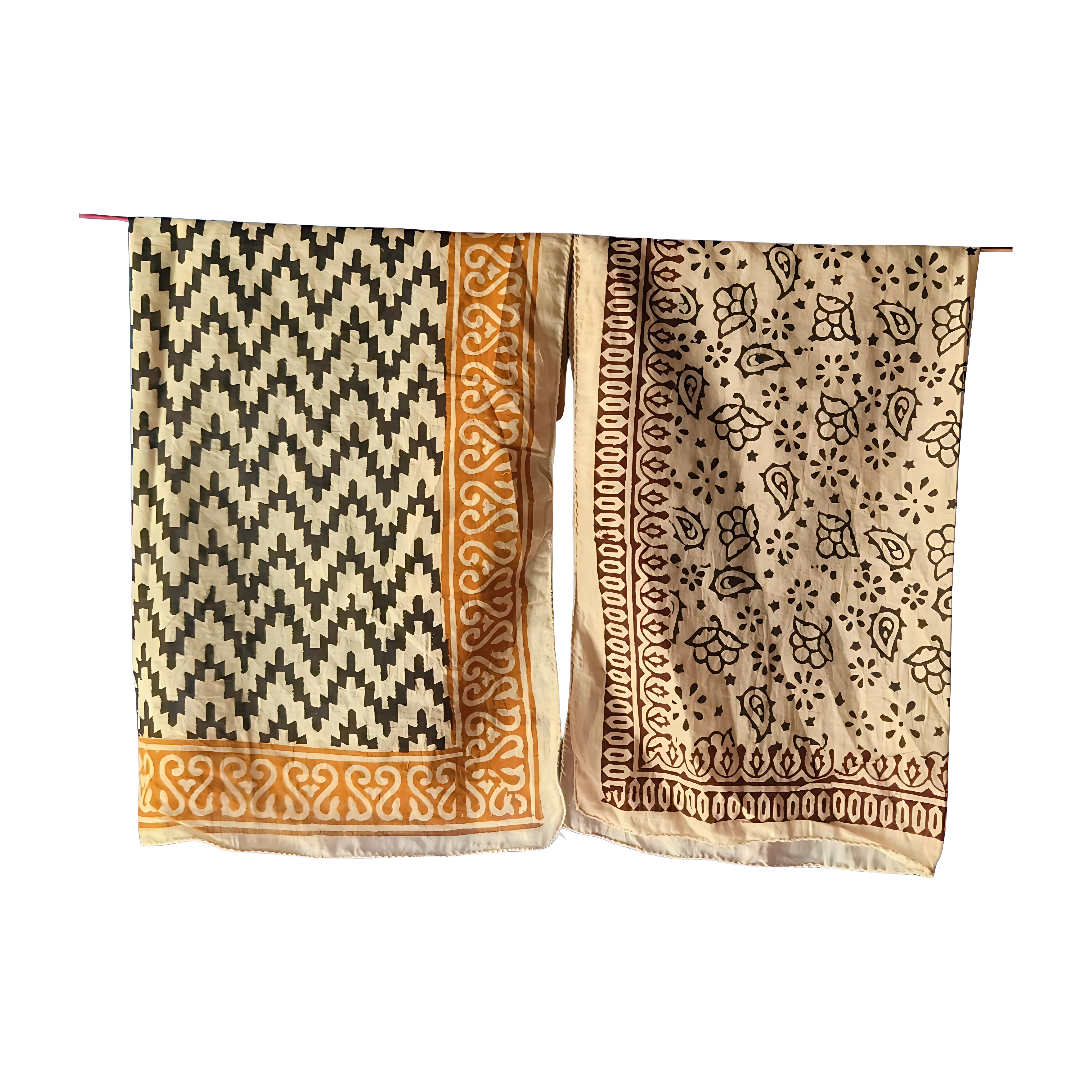 Handmade Cotton Scarf Bandana Pack (5-Piece) – Natural Block Prints