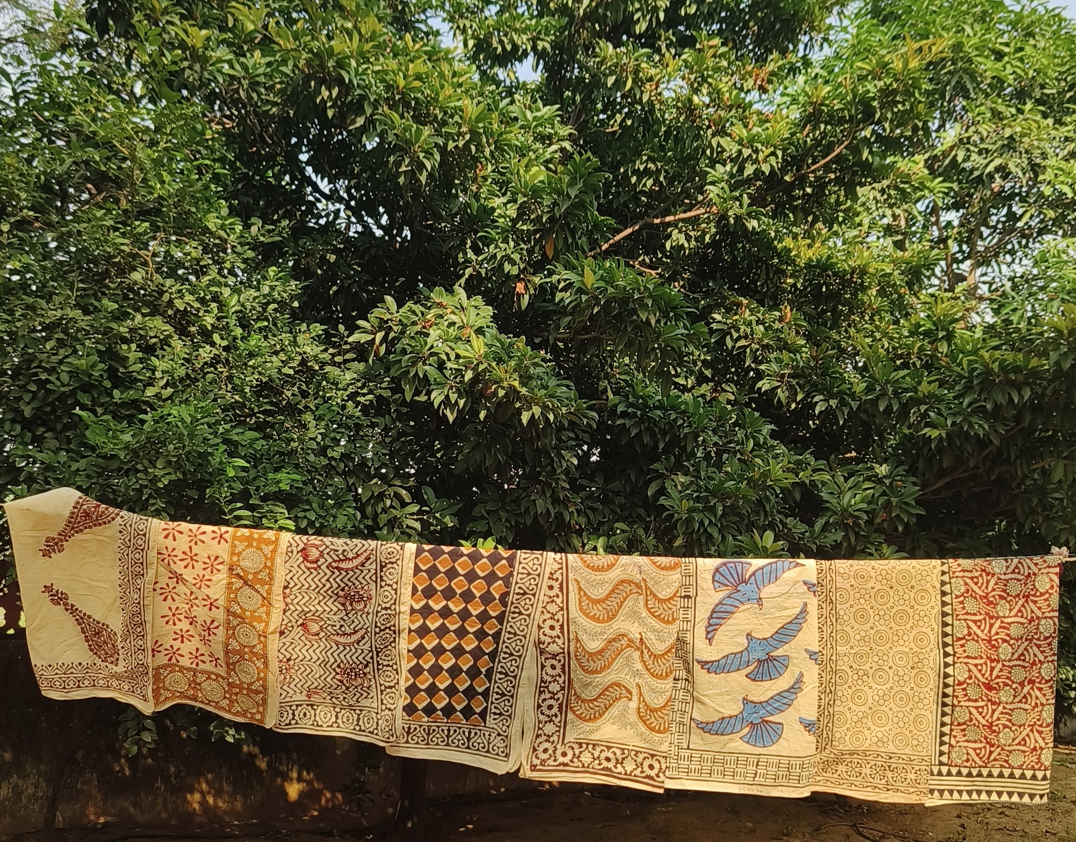 Handmade Block Print Cotton Tapestry