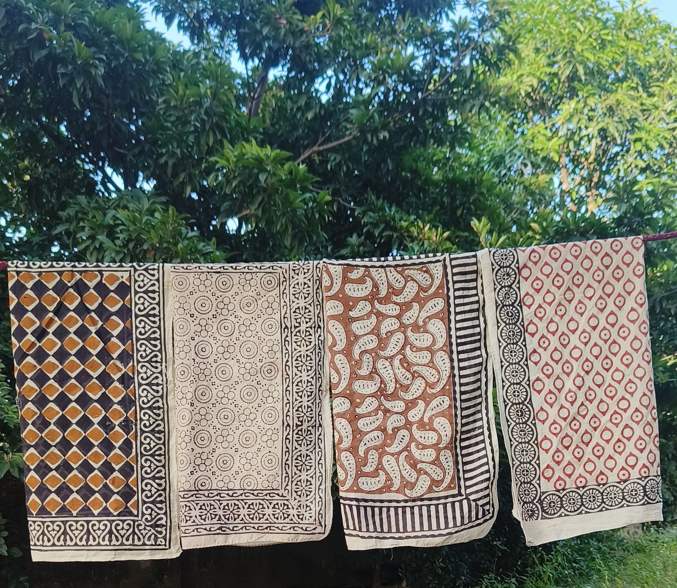 Traditional Indian Bandana Pack (7-Piece) – Natural Dye Cotton Scarves