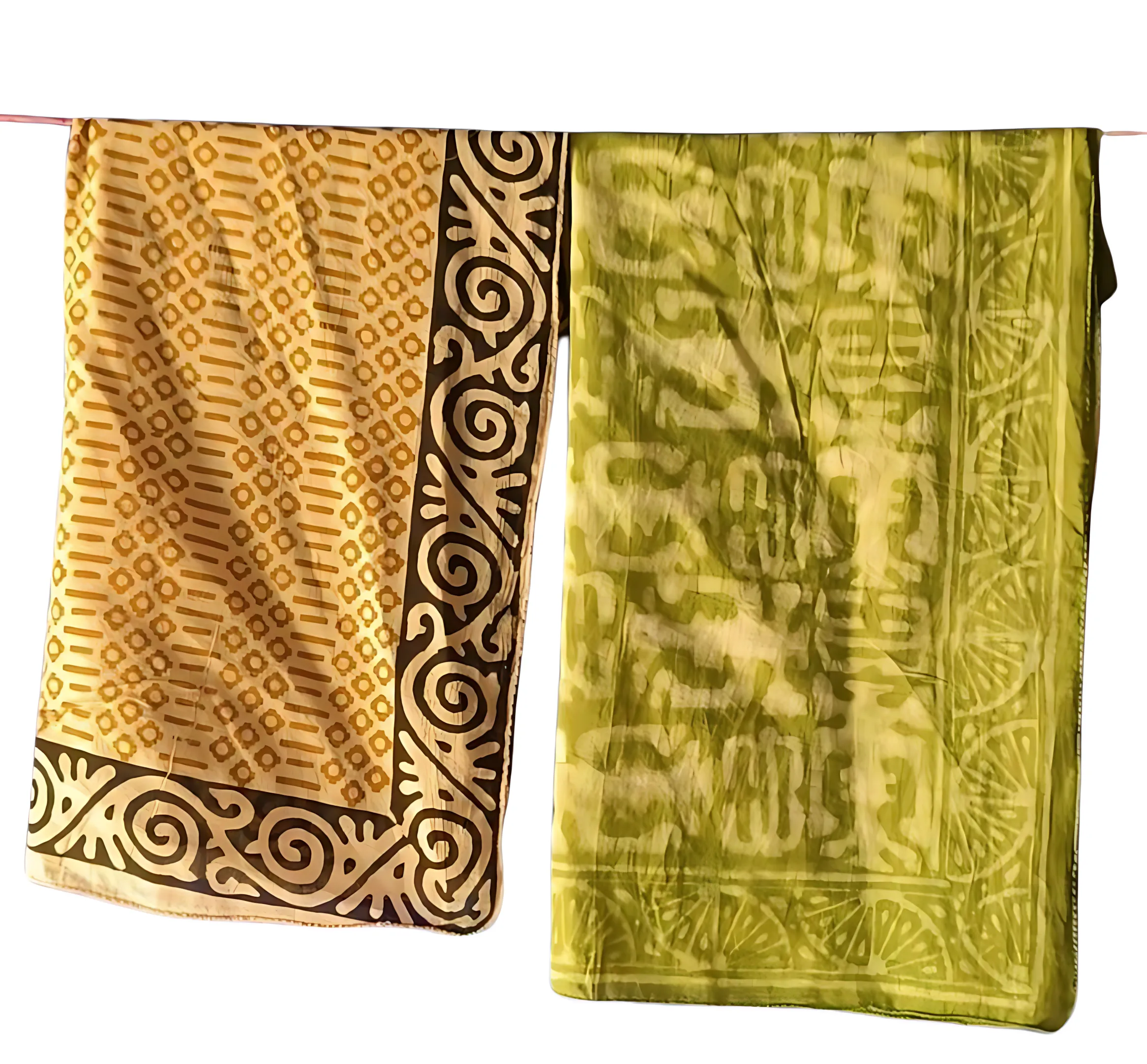 Hand Block Print Cotton Bandanas – Set of 5 Organic Dye Scarves