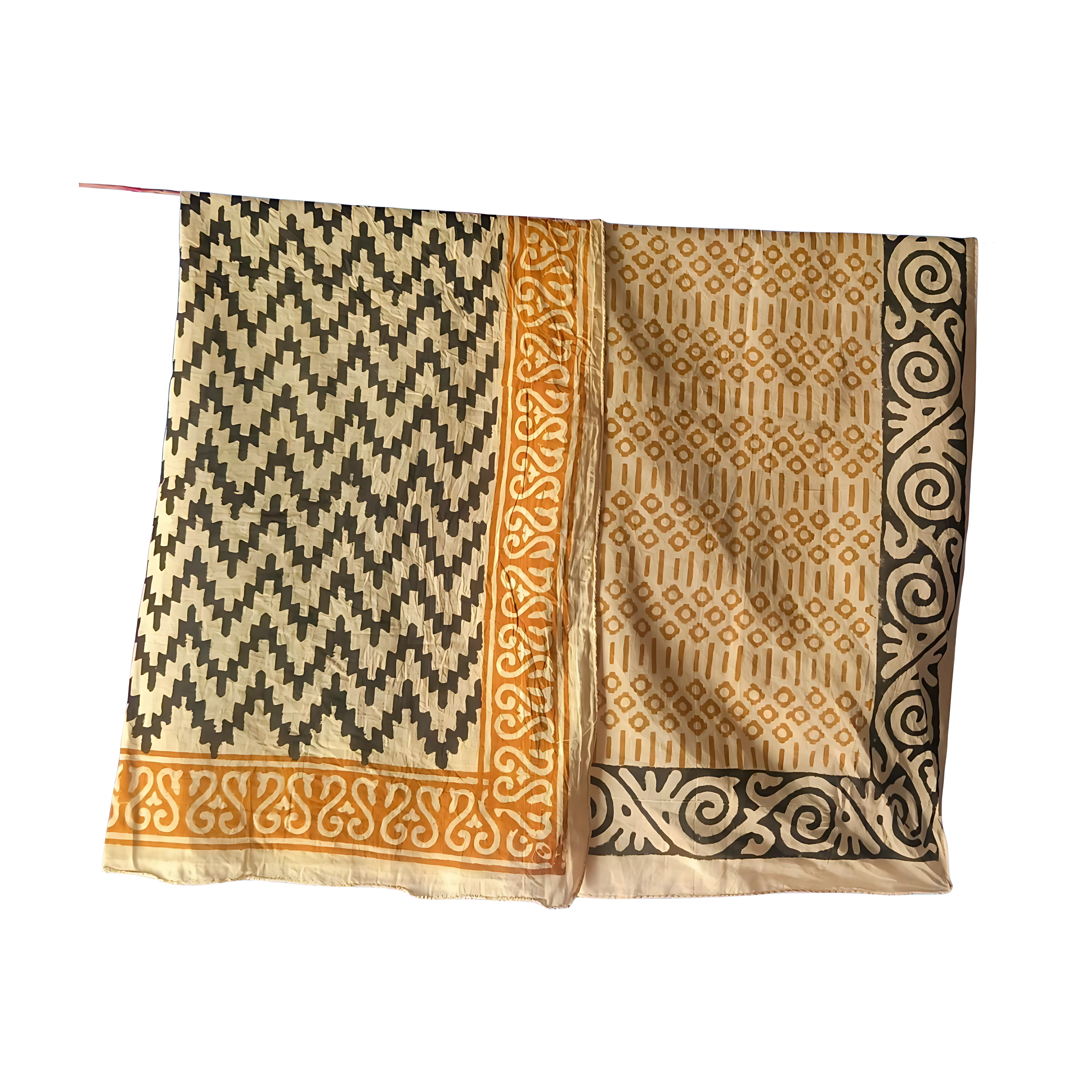 Set of 5 Indian Block Print Cotton Bandanas – Eco-Dyed & Handmade