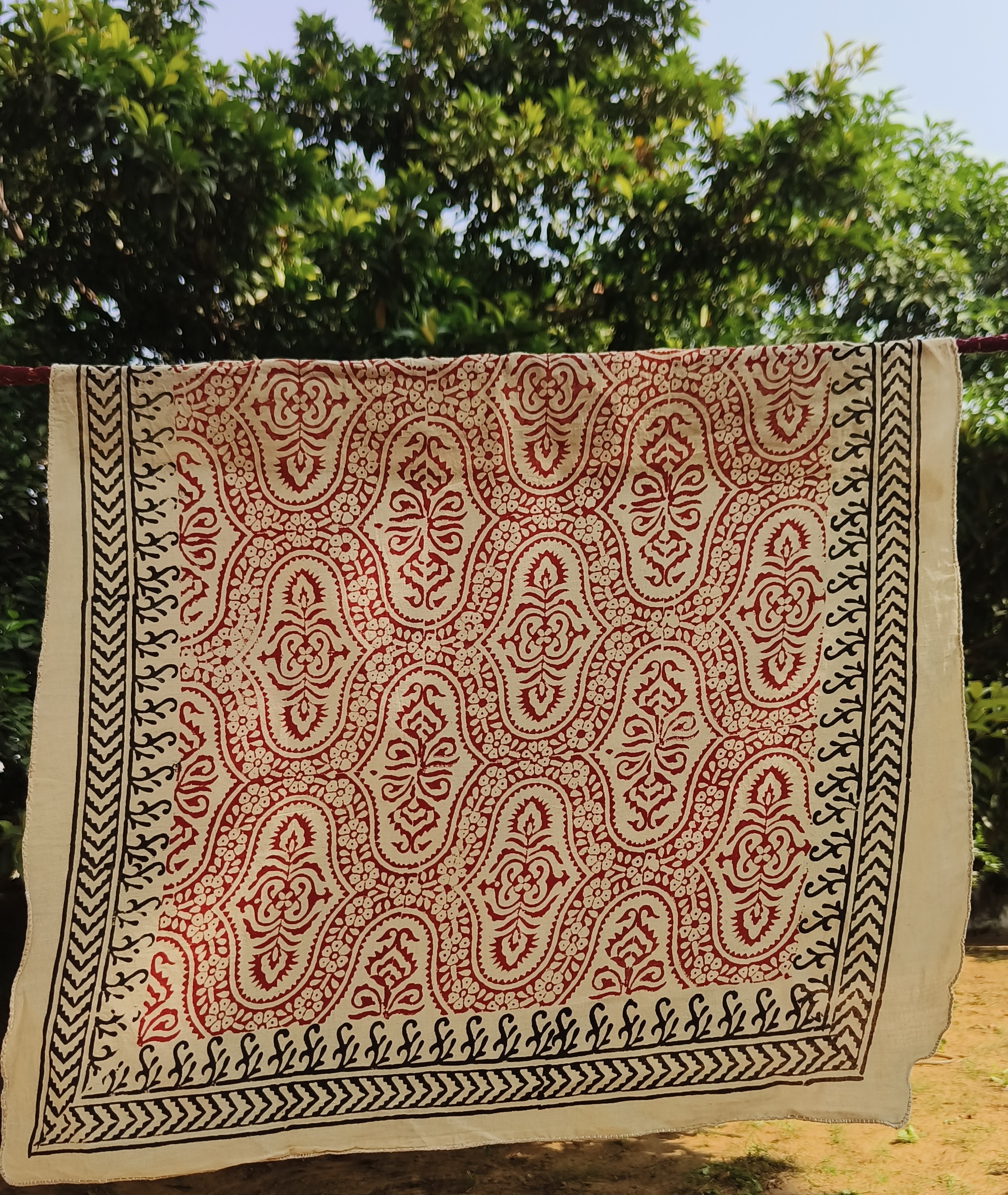 Hand-block Printed Cotton Tablecloth