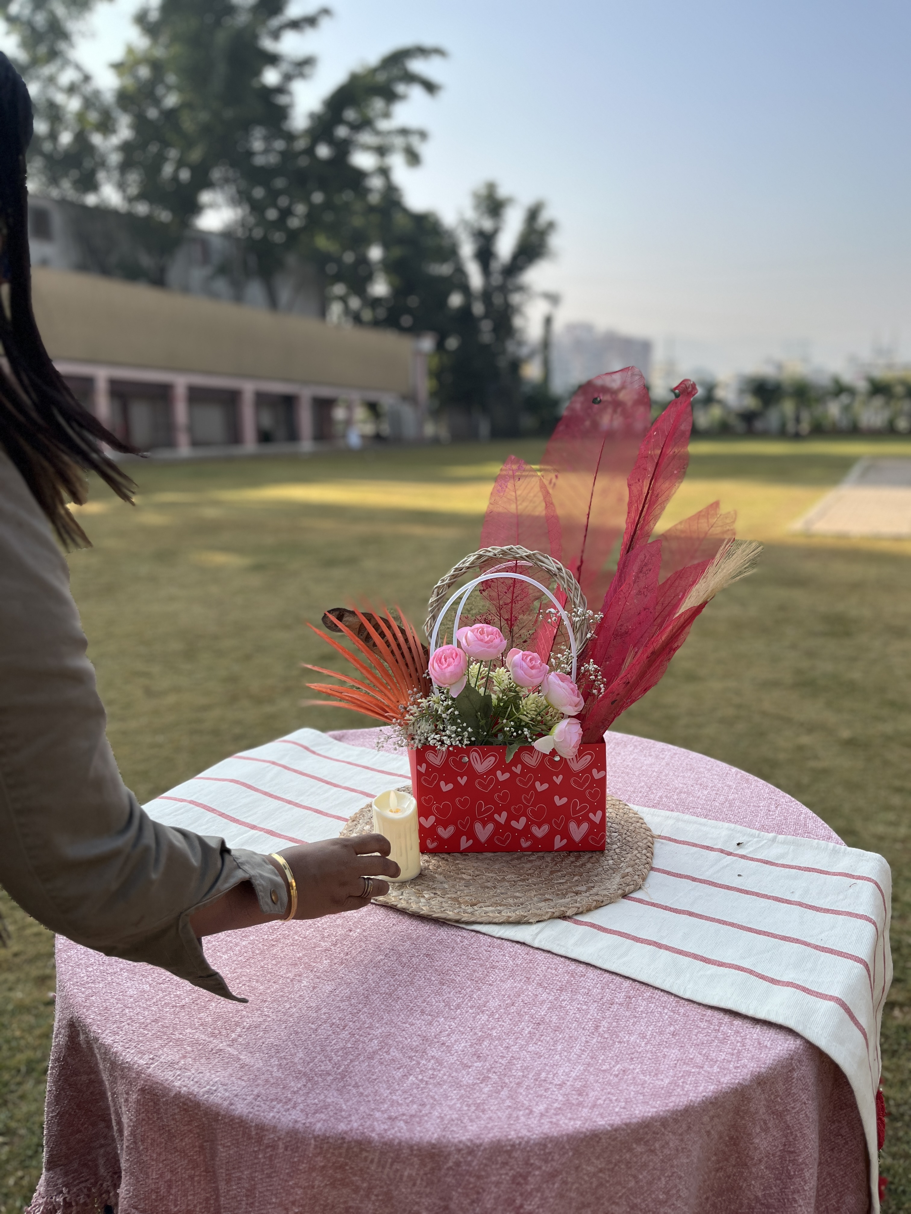 Heart-themed Flower Basket