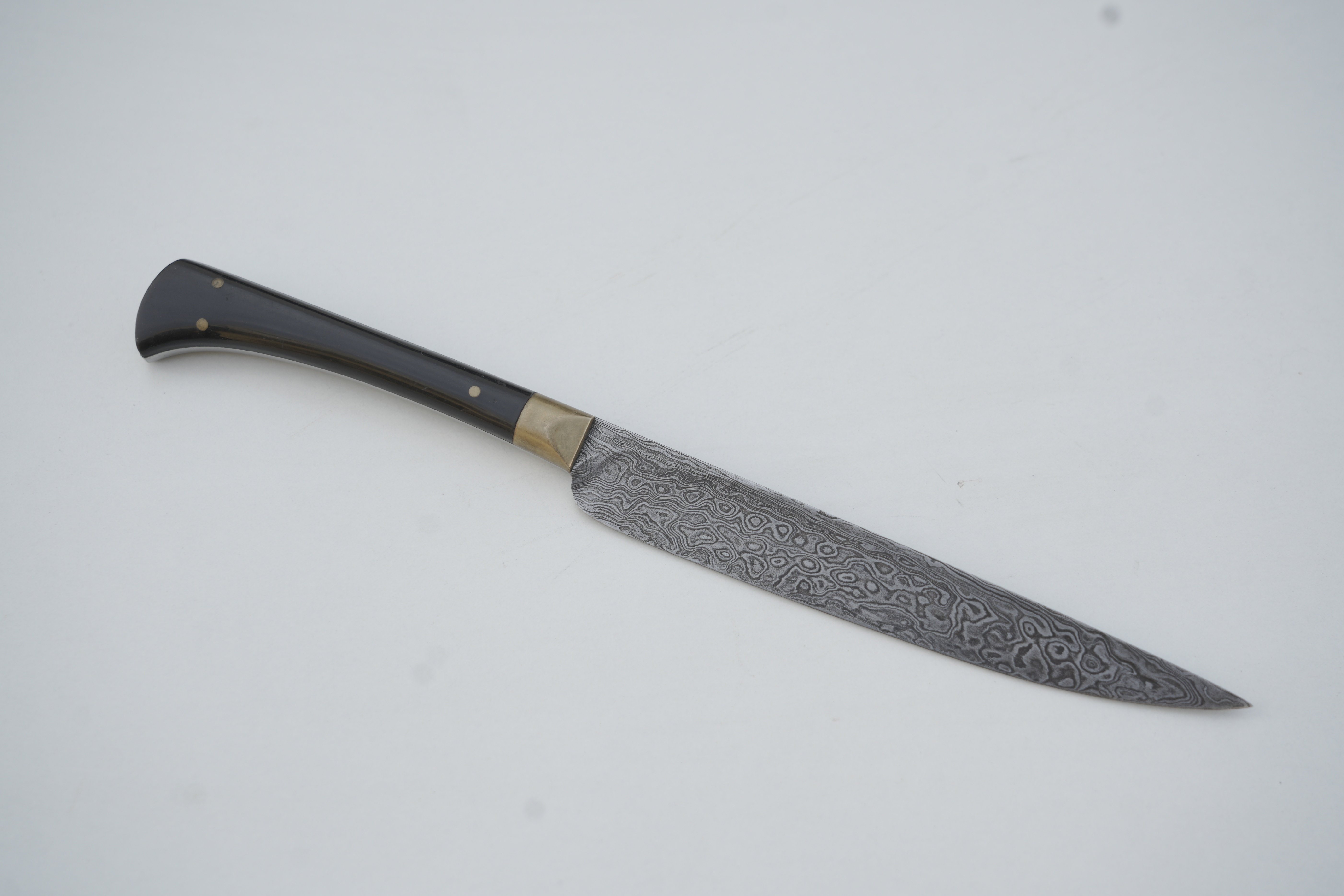 Damascus Steel Chef Knife  Medieval Buffalo Horn Handle Brass guard 