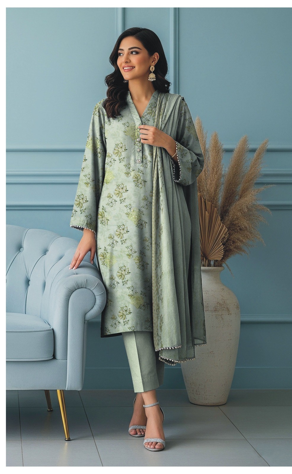 3 Pc Sequence Embroidered suit