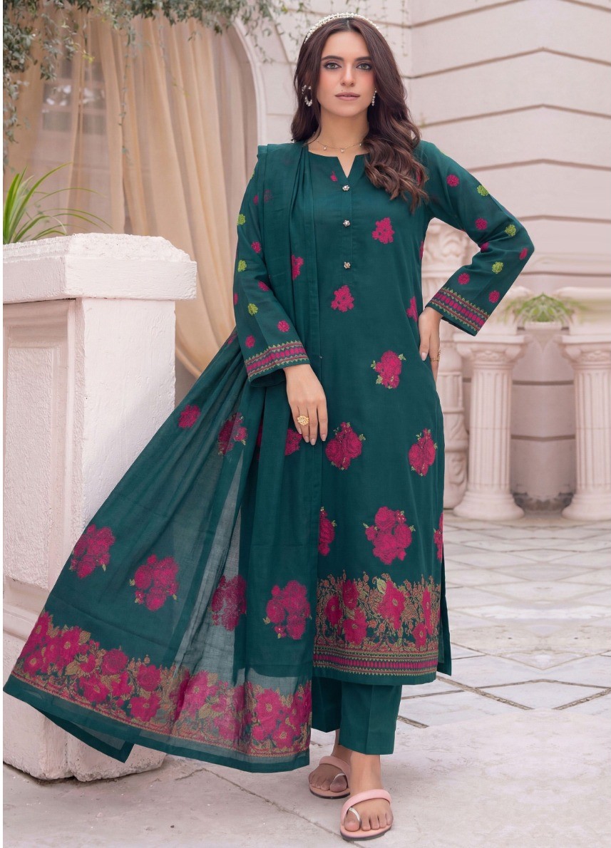 Premium Dyed Jacquard Shirt3.0Mtr, Premium Dyed Jacquard Dupatta2.5Mtr, Premium Dyed Cambric Trouser2.5Mtr