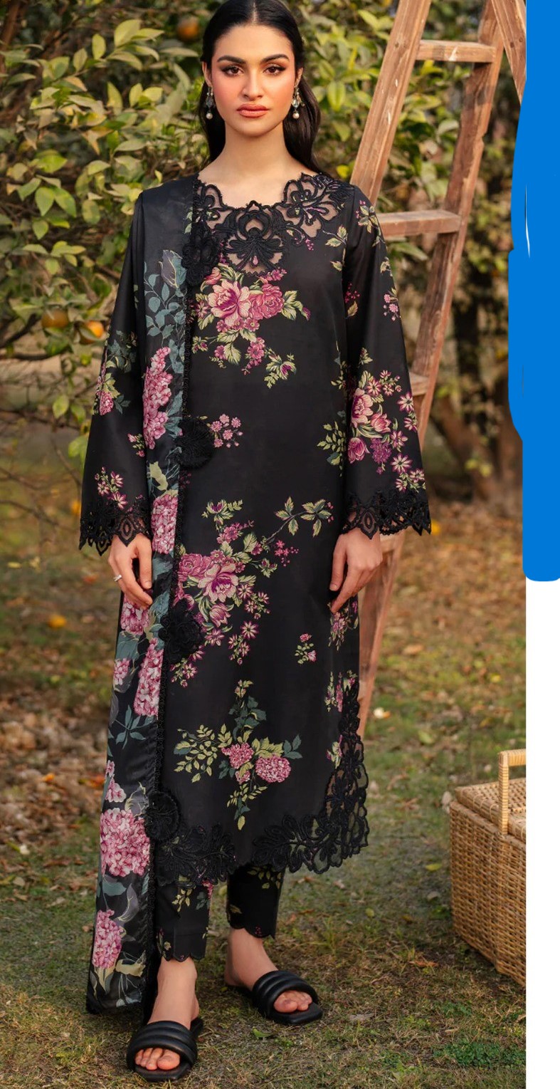 Floral Black Lawn Suit