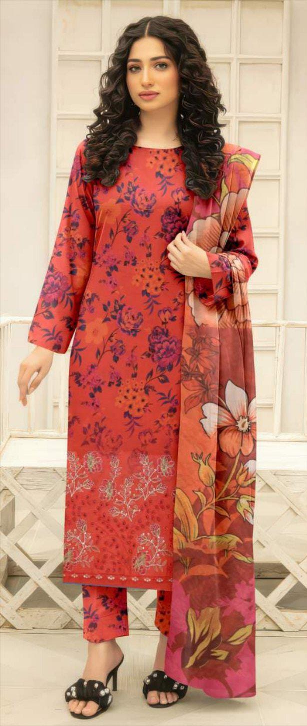 Digital Fancy lawn, Daman Embroidery Shirt, Printed Voil Dupatta,