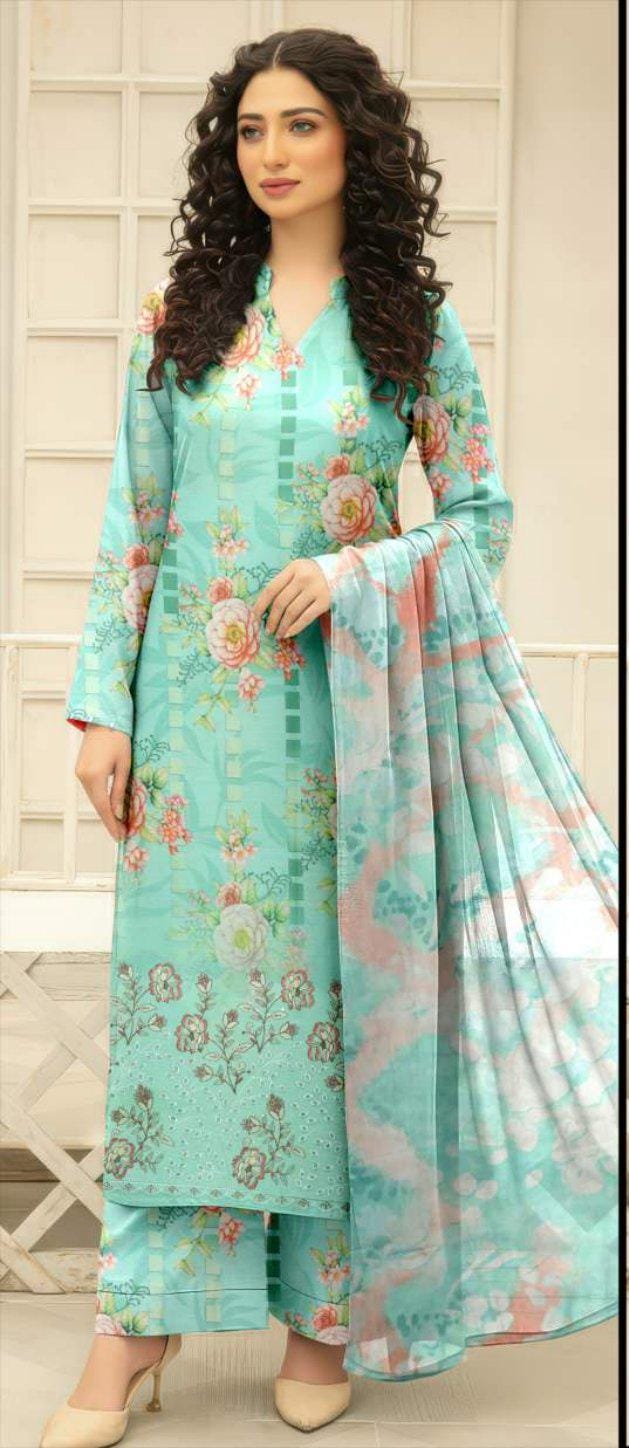 Digital Fancy lawn, Daman Embroidery Shirt, Printed Voil Dupatta,