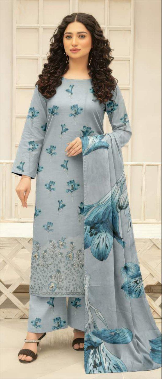 Digital Fancy lawn, Daman Embroidery Shirt, Printed Voil Dupatta,