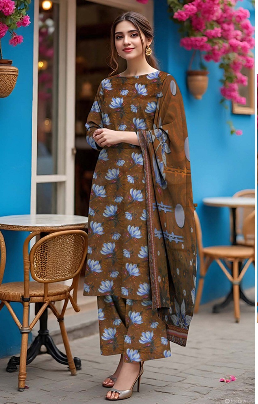 Lawn Bana Dora 3Pc All Over Suit,