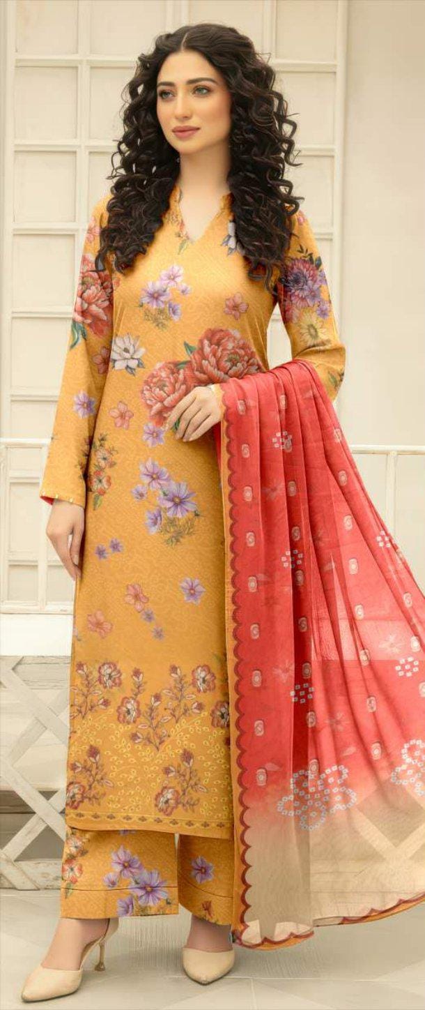 Digital Fancy lawn, Daman Embroidery Shirt, Printed Voil Dupatta,