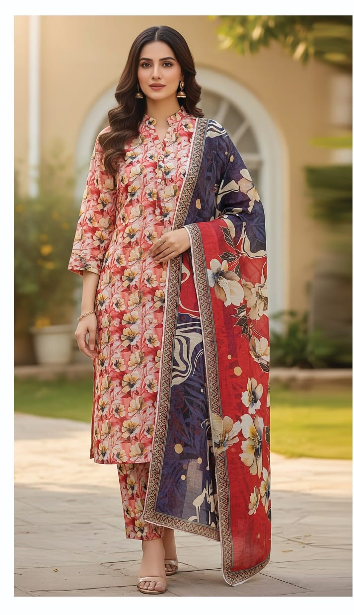 Lawn Bana Dora 3Pc All Over Suit,