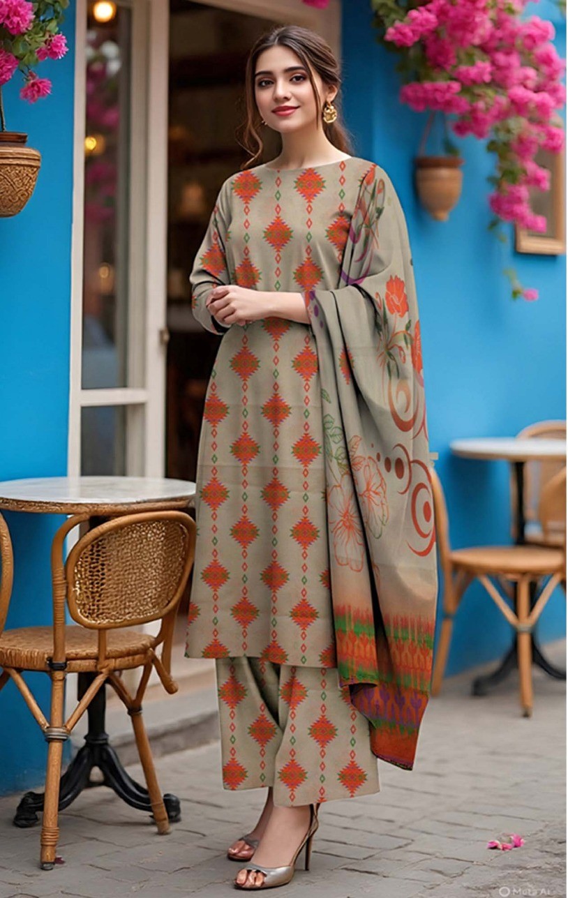 Lawn Bana Dora 3Pc All Over Suit,