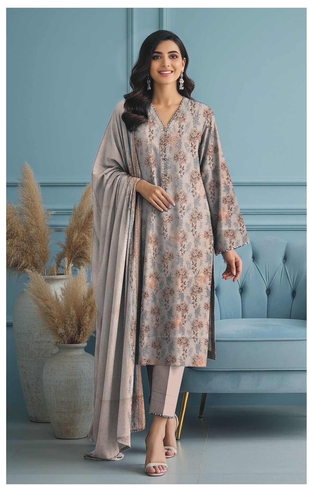 3 Pc Sequence Embroidered suit