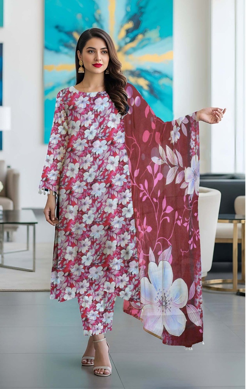 Lawn Bana Dora 3Pc All Over Suit,