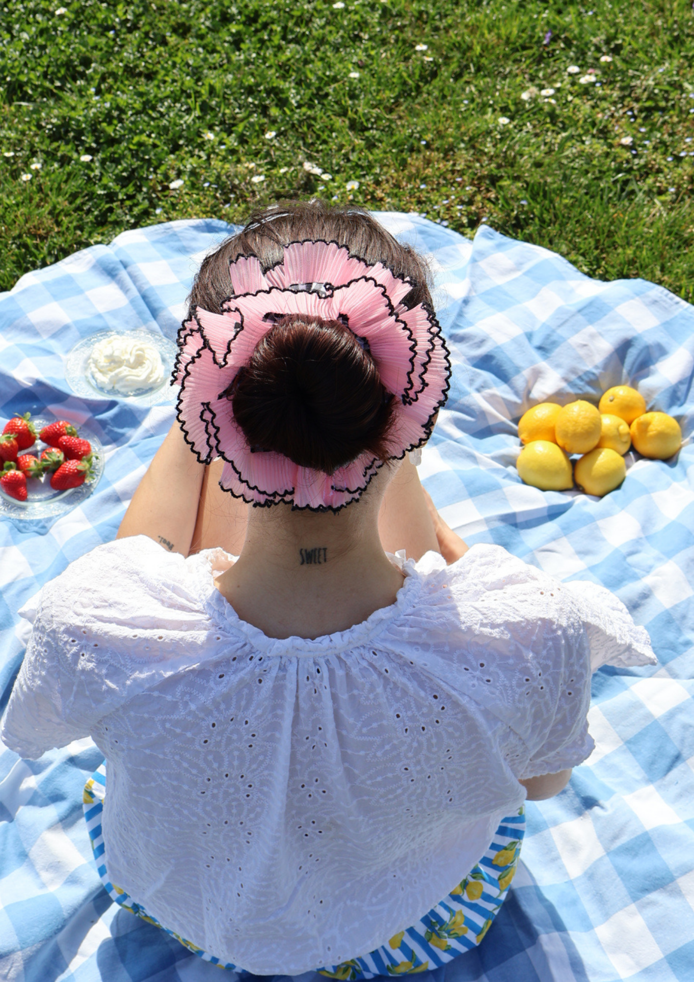 Scrunchie LOUISA (noir et rose)