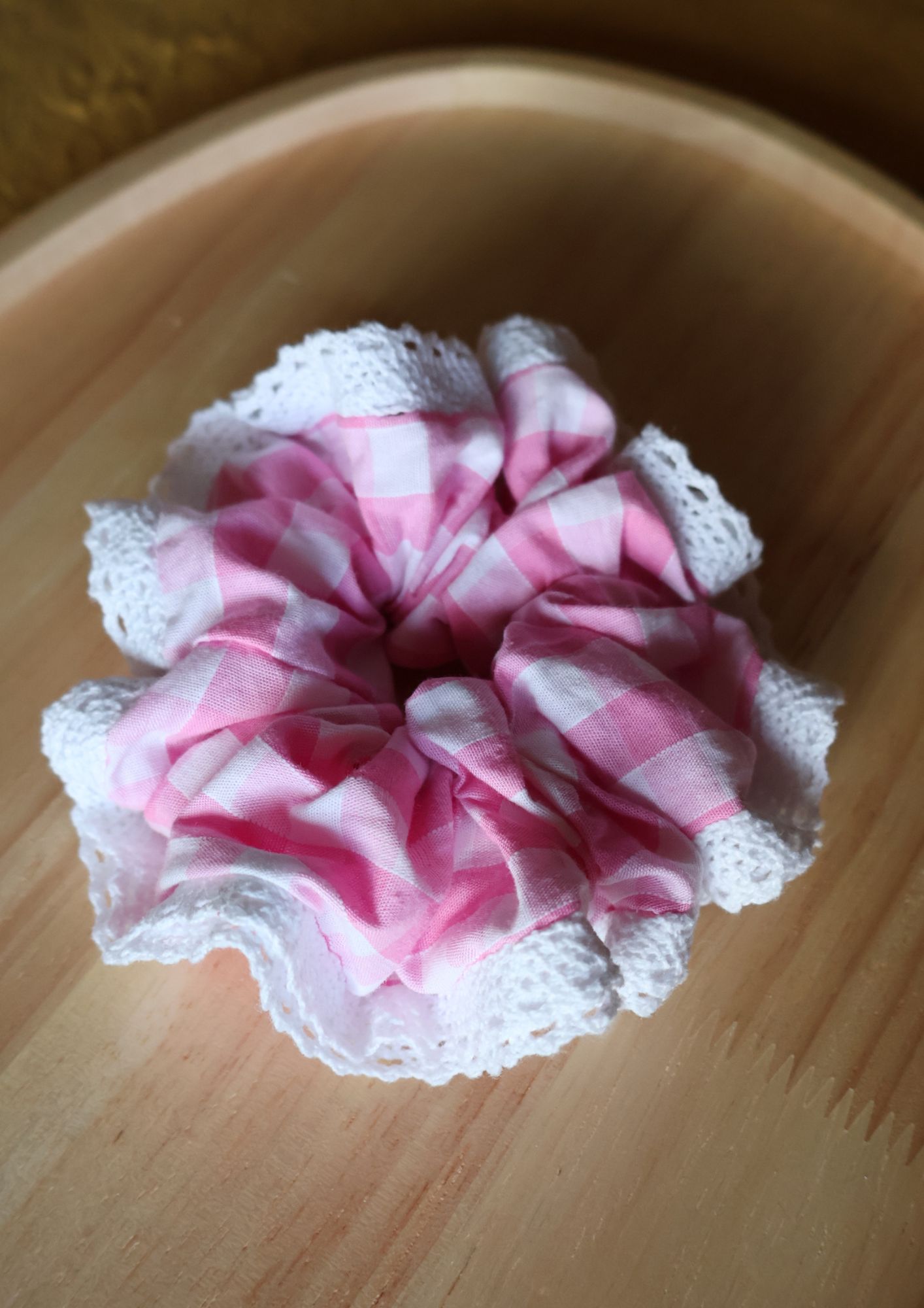 Scrunchie MAYA (gros vichy rose)