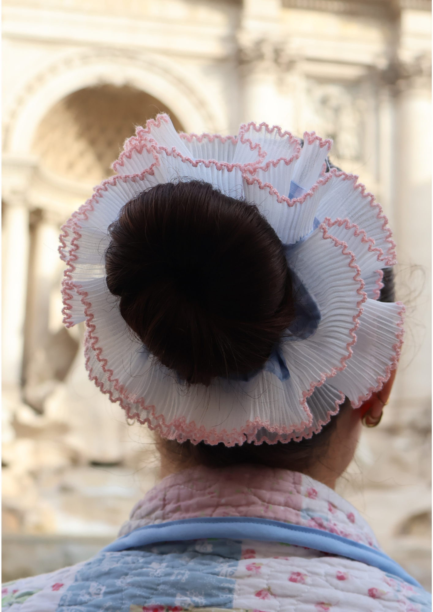 Scrunchie LOUISA (bleu et rose)